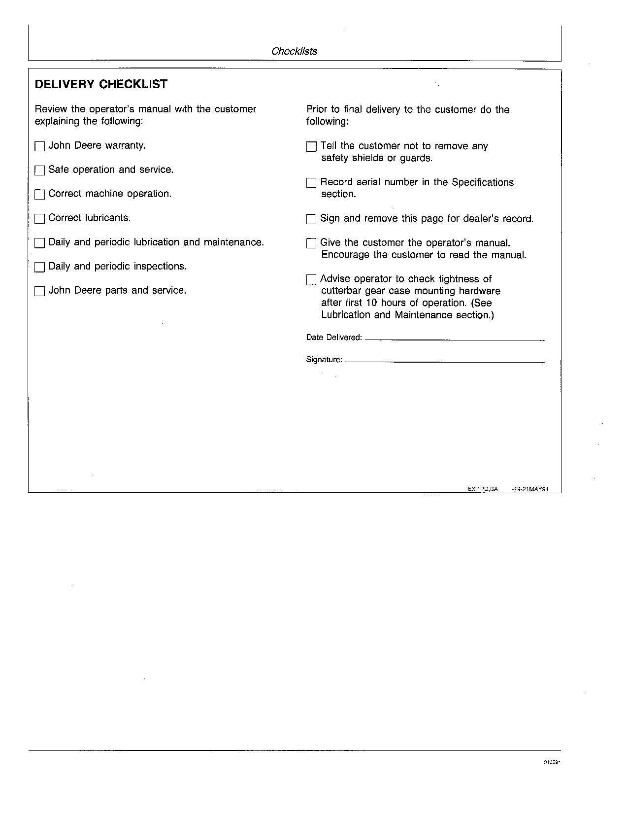 JOHN DEERE 140 WINDROWER OPERATORS MANUAL