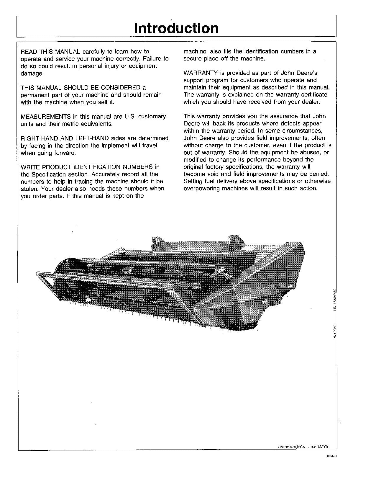 JOHN DEERE 140 WINDROWER OPERATORS MANUAL