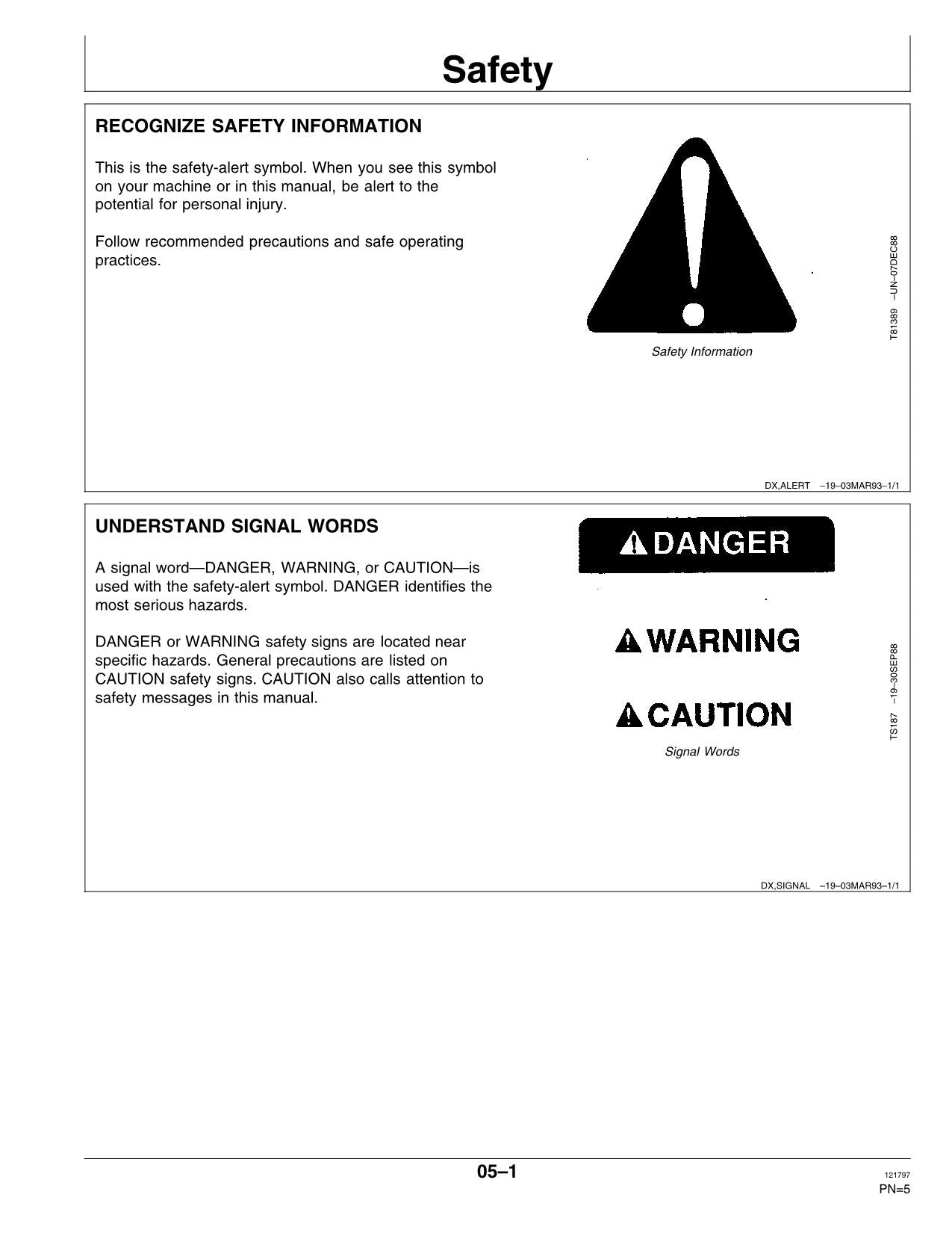 JOHN DEERE 4890 WINDROWER OPERATORS MANUAL #2