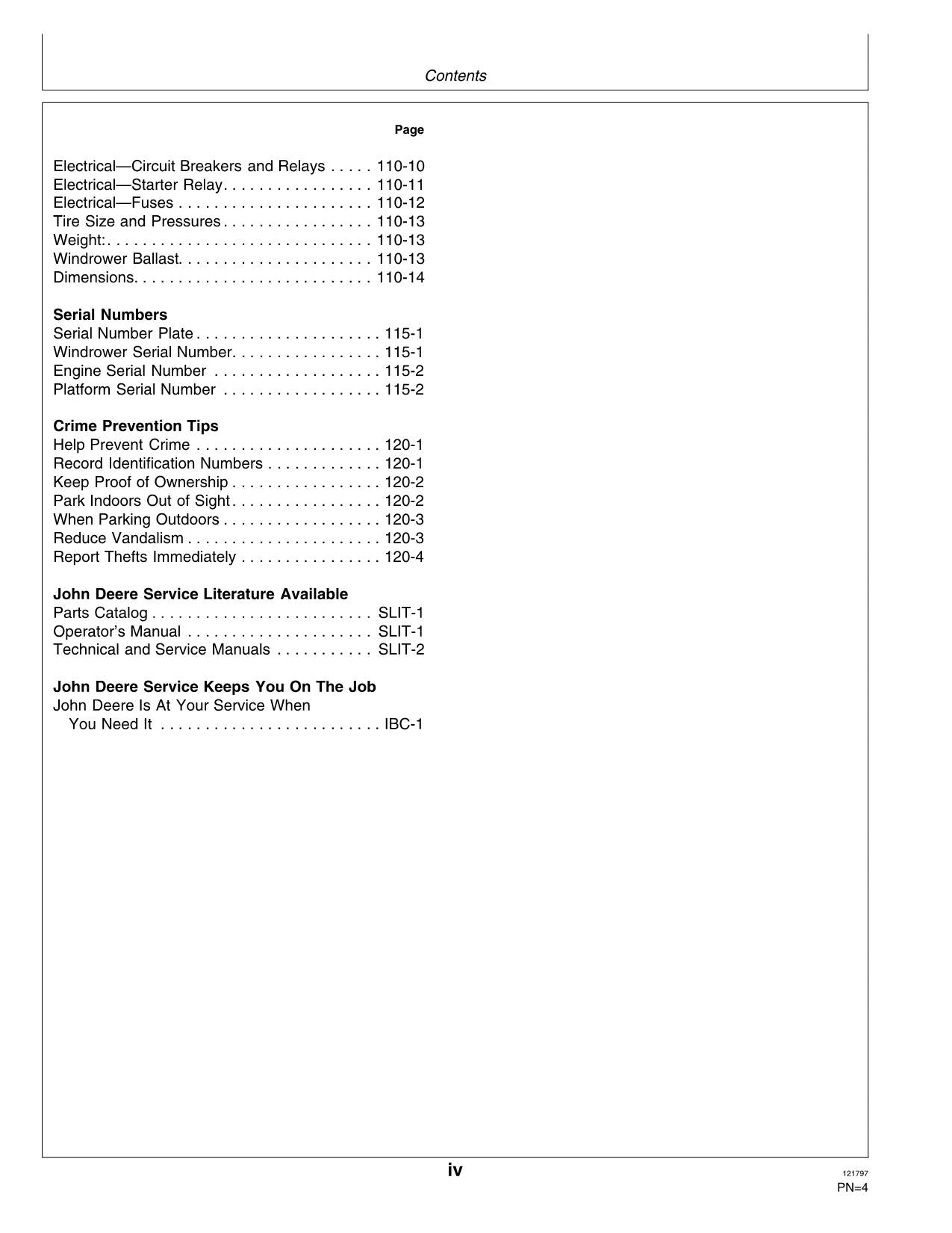 JOHN DEERE 4890 WINDROWER OPERATORS MANUAL #2