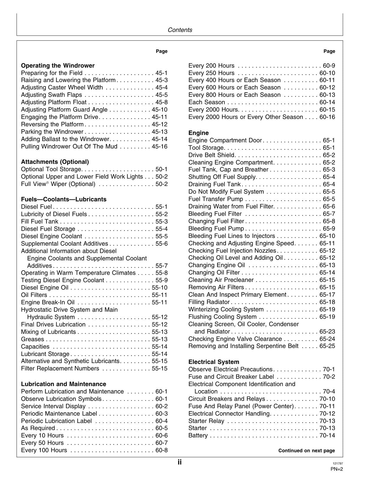 JOHN DEERE 4890 WINDROWER OPERATORS MANUAL #2