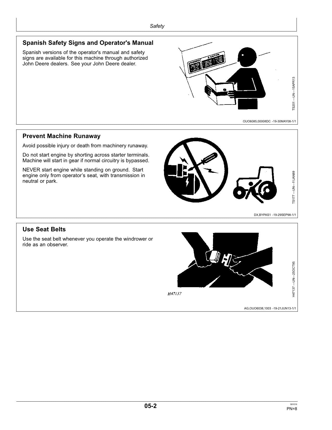 JOHN DEERE A400 WINDROWER OPERATORS MANUAL #3