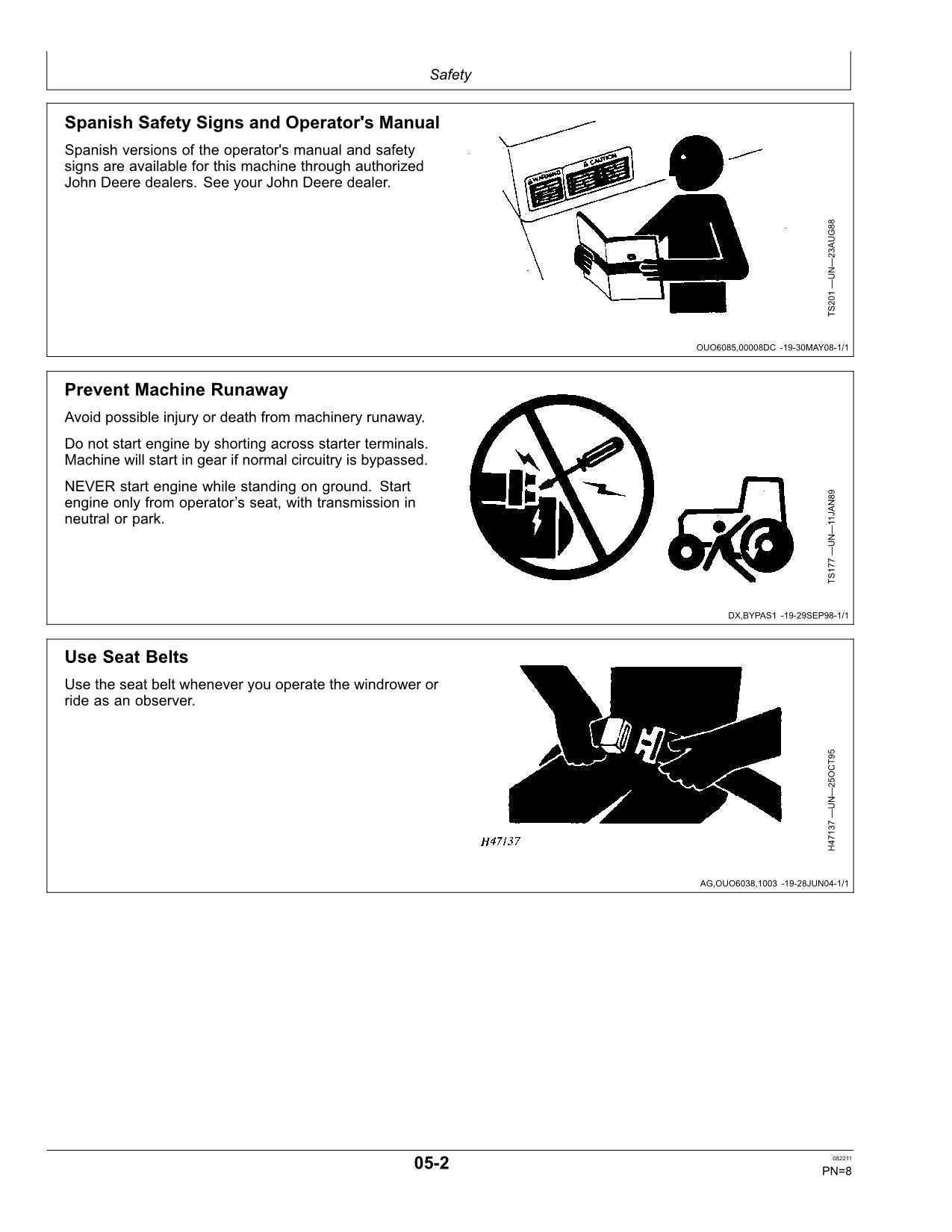 JOHN DEERE D450 WINDROWER OPERATORS MANUAL #3