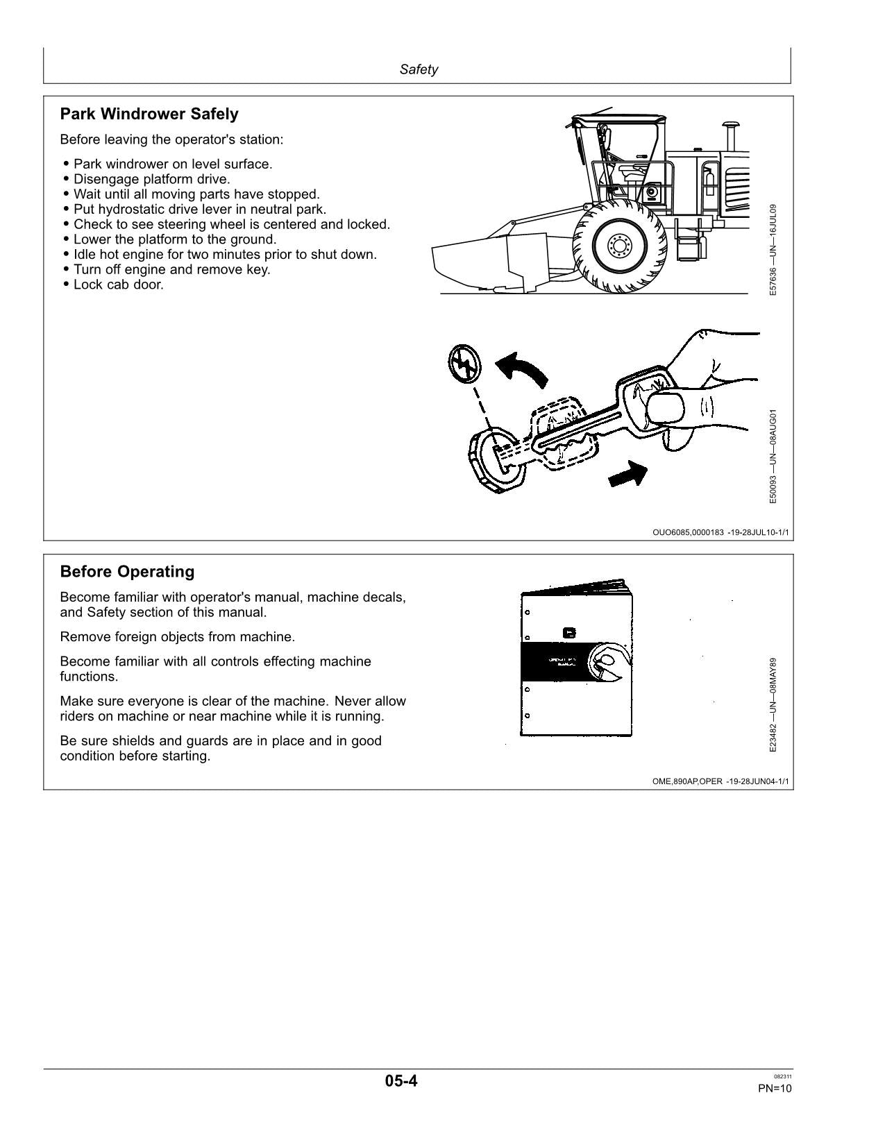 JOHN DEERE R450 WINDROWER OPERATORS MANUAL #5