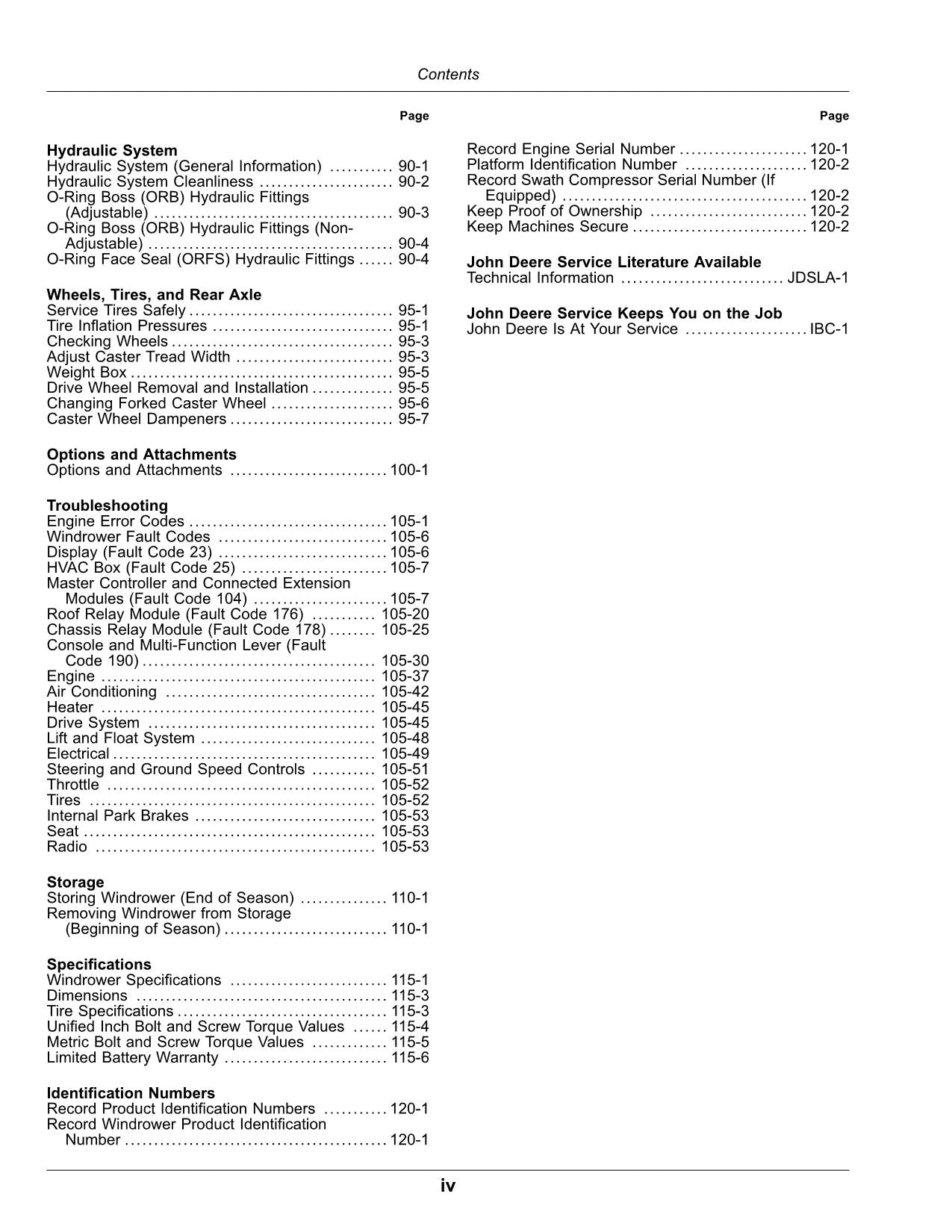 JOHN DEERE W170 WINDROWER OPERATORS MANUAL #2