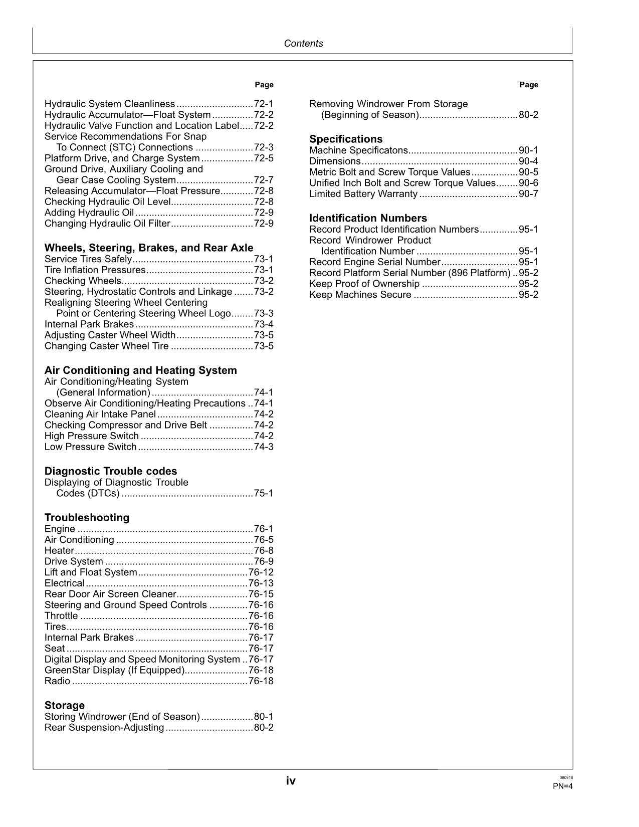 JOHN DEERE A400 WINDROWER OPERATORS MANUAL #6