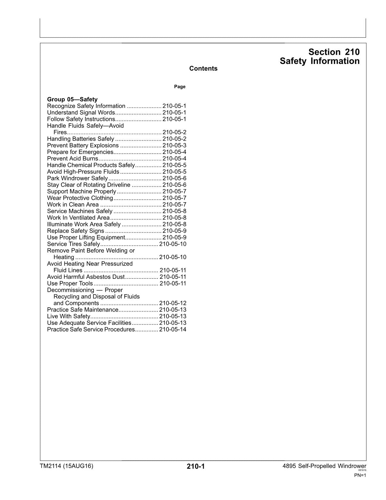 JOHN DEERE 4895 WINDROWER DIAGNOSE-SERVICEHANDBUCH Nr. 2