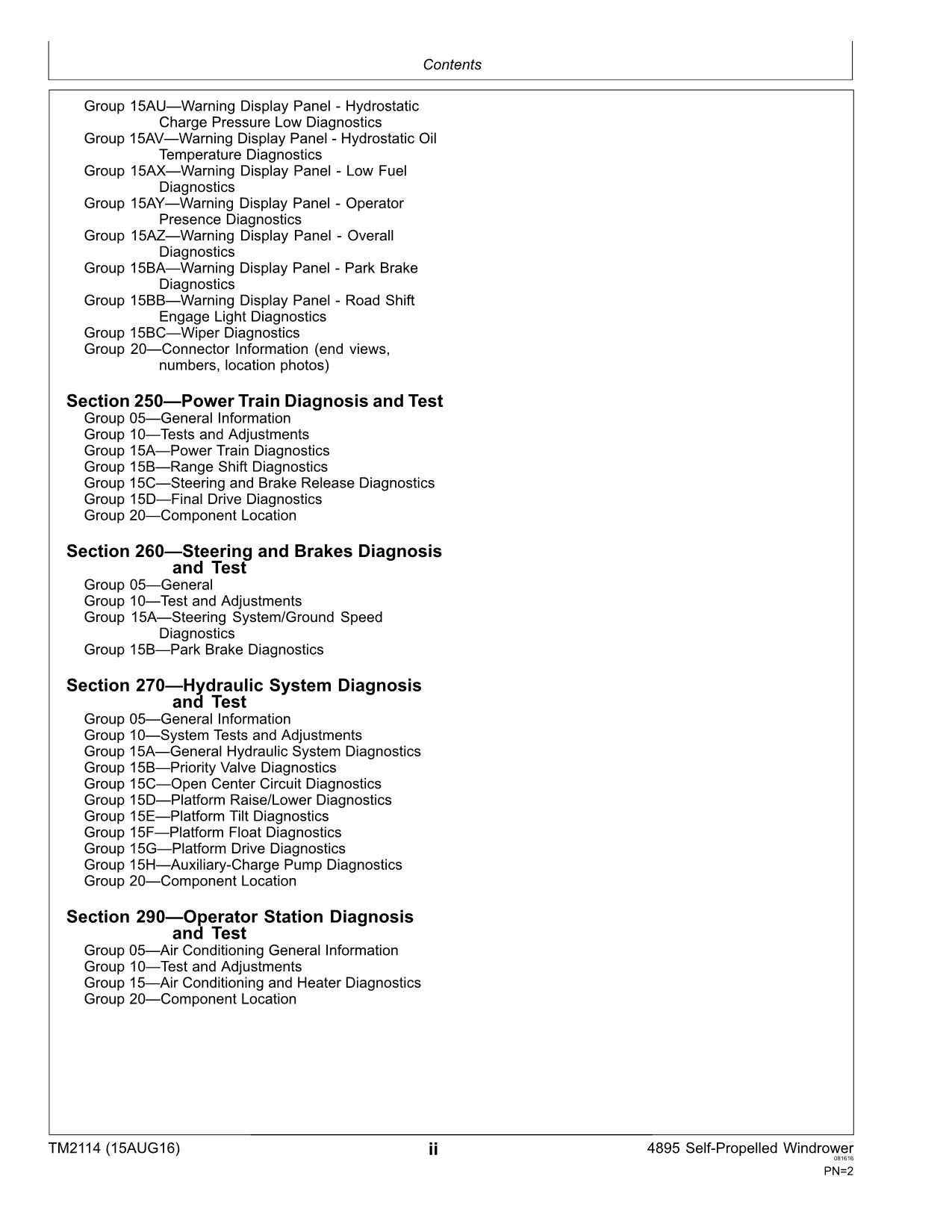 JOHN DEERE 4895 WINDROWER DIAGNOSTIC SERVICE MANUAL #2