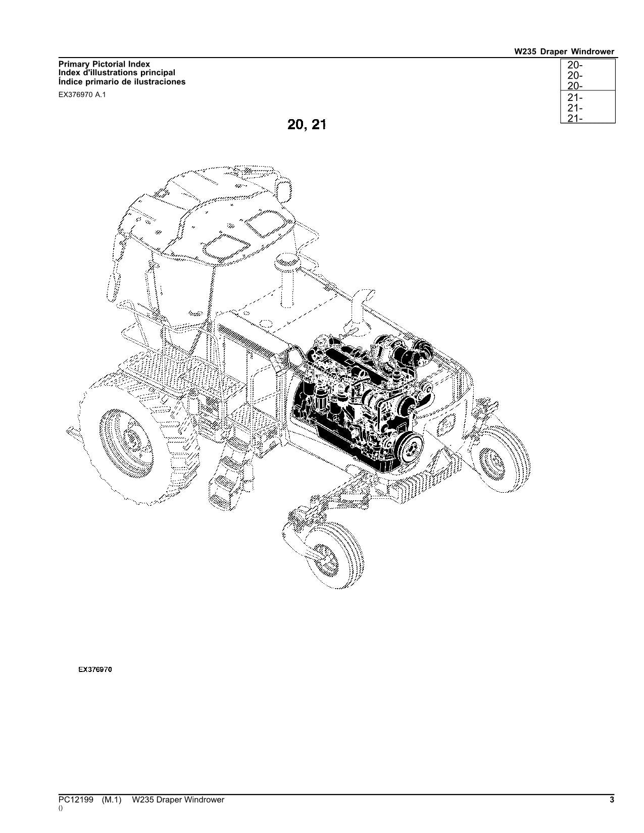 MANUEL DU CATALOGUE DES PIÈCES D'ARTICLE DE L'ANDAINEUSE JOHN DEERE W235 #1