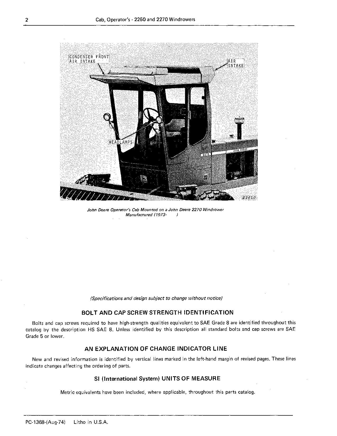 JOHN DEERE 2250 2270 WINDROWER ERSATZTEILKATALOGHANDBUCH #2