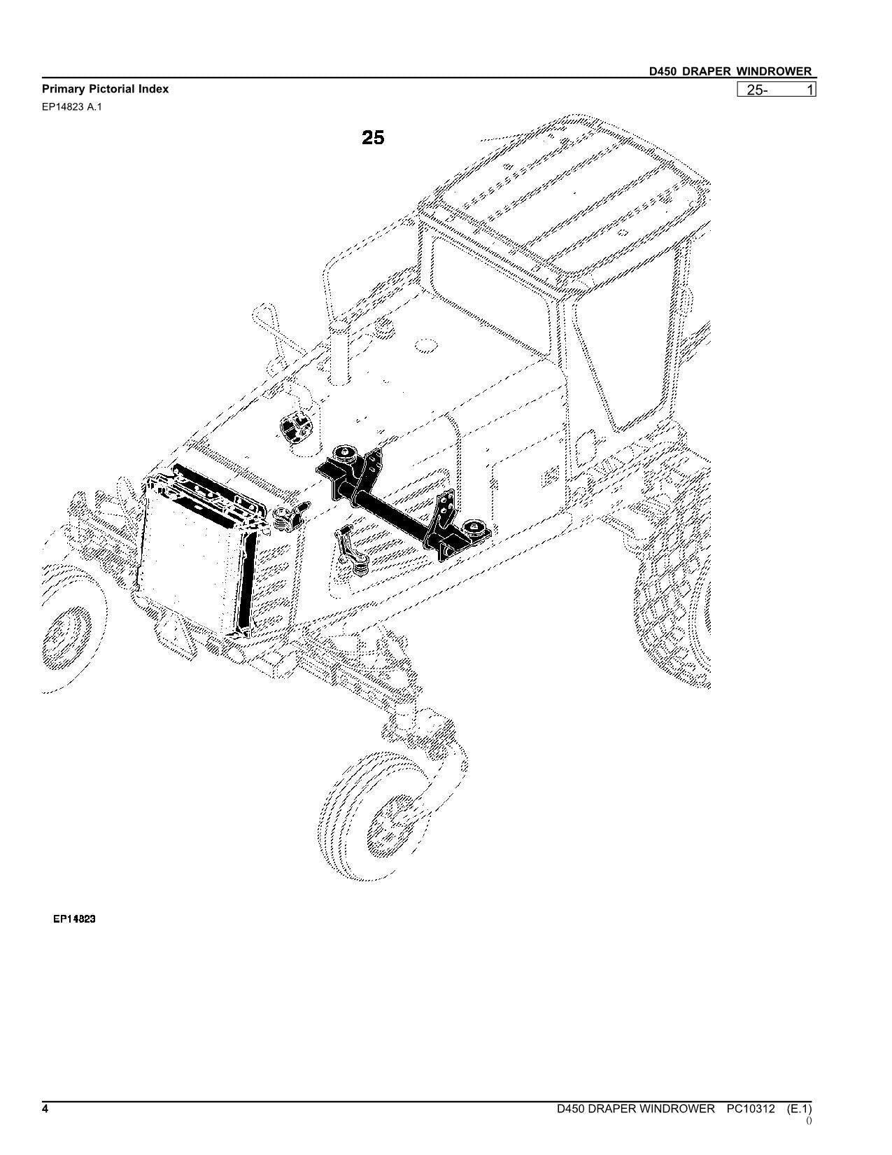 JOHN DEERE D450 WINDROWER PARTS CATALOG MANUAL