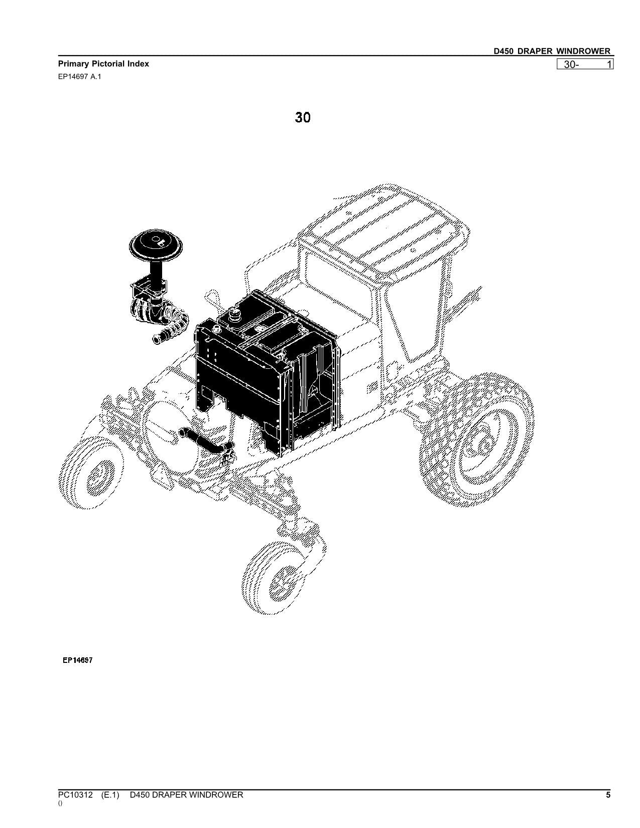 JOHN DEERE D450 WINDROWER PARTS CATALOG MANUAL