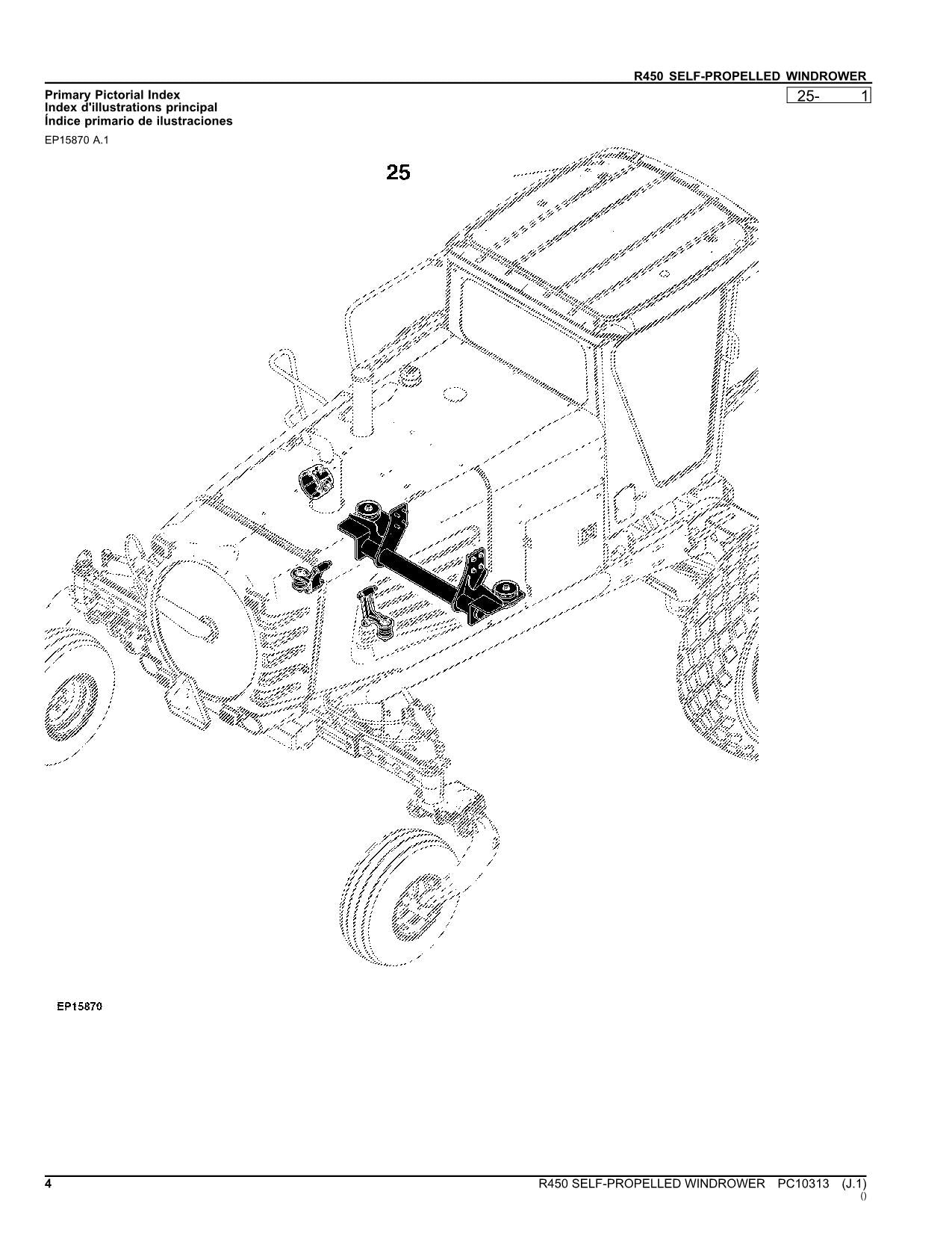 JOHN DEERE R450 WINDROWER ERSATZTEILKATALOGHANDBUCH