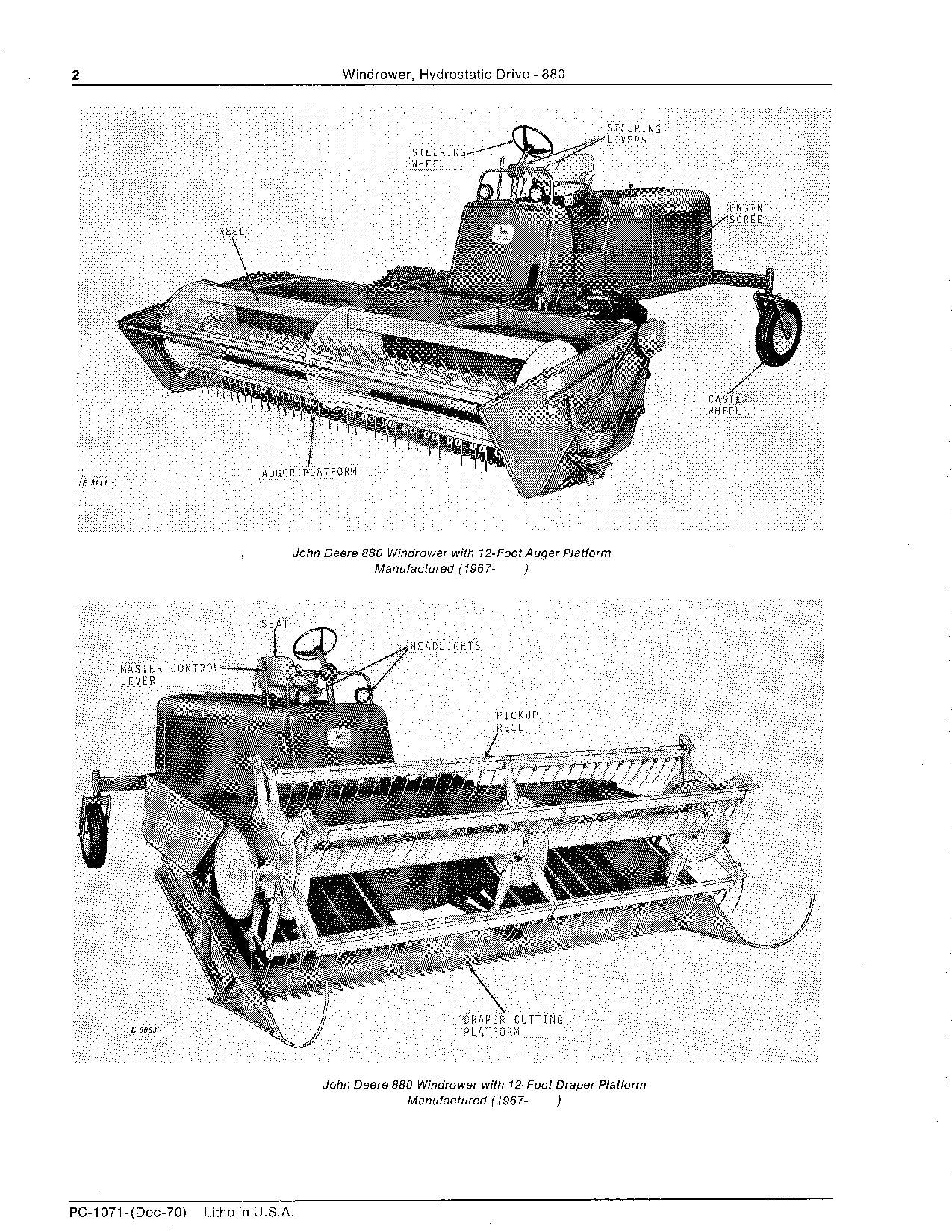 MANUEL DU CATALOGUE DES PIÈCES DÉTACHÉES DE L'ANDAINEUSE JOHN DEERE 880 #1