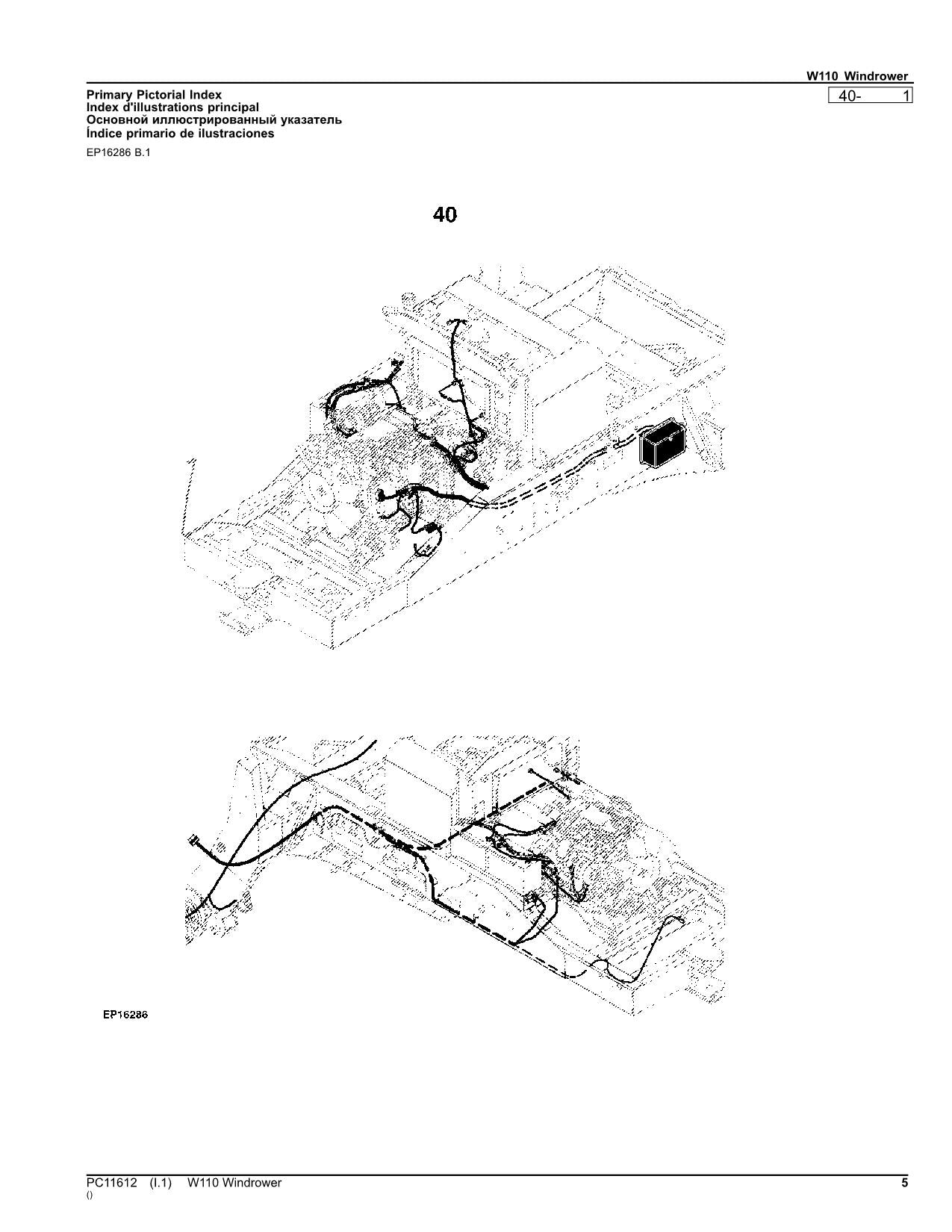 JOHN DEERE W110 WINDROWER PARTS CATALOG MANUAL