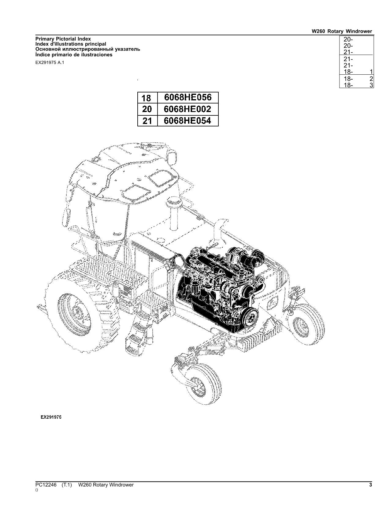 MANUEL DU CATALOGUE DES PIÈCES DÉTACHÉES DE L'ANDAINEUSE JOHN DEERE W260