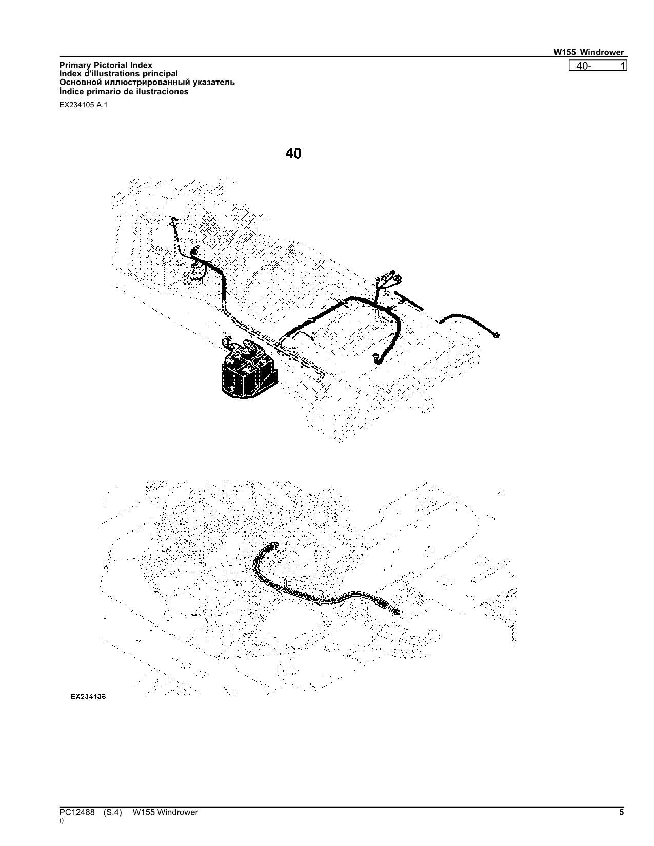 JOHN DEERE W155 WINDROWER PARTS CATALOG MANUAL #1