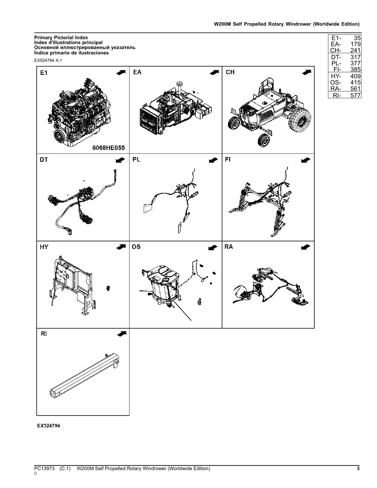 JOHN DEERE W200M WINDROWER PARTS CATALOG MANUAL