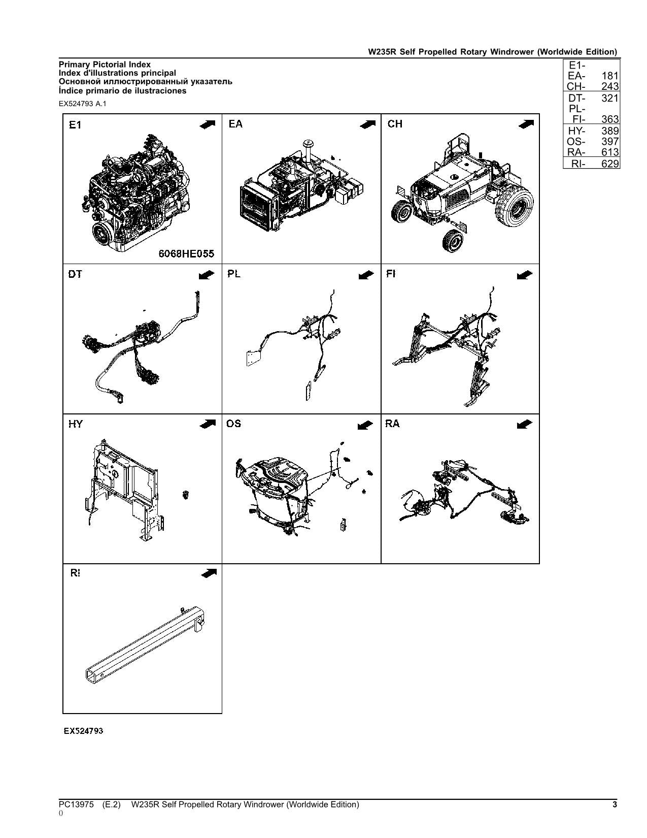 JOHN DEERE W235R WINDROWER PARTS CATALOG MANUAL Worldwide