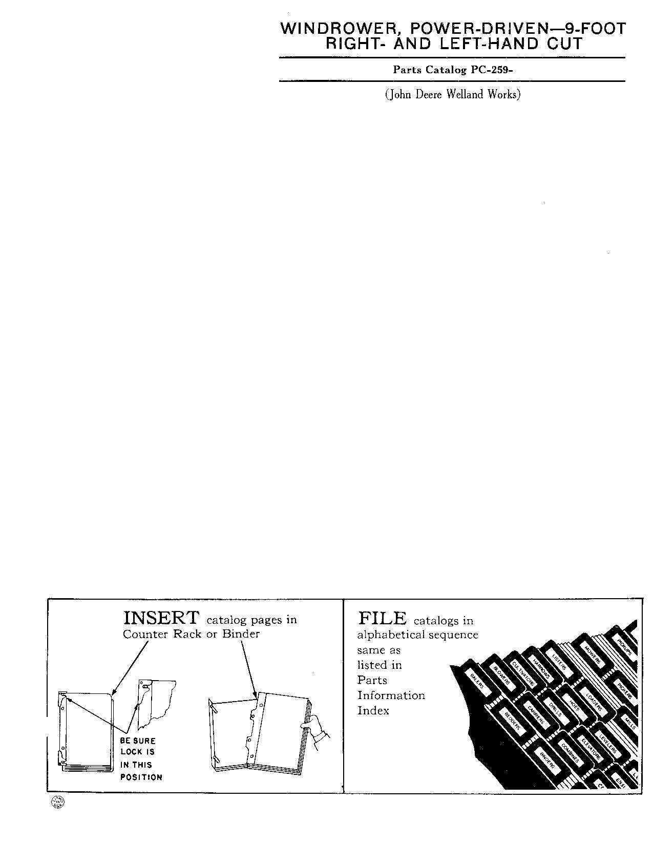 JOHN DEERE 9-FUSS-SCHWINDROWER-ERSATZTEILKATALOGHANDBUCH