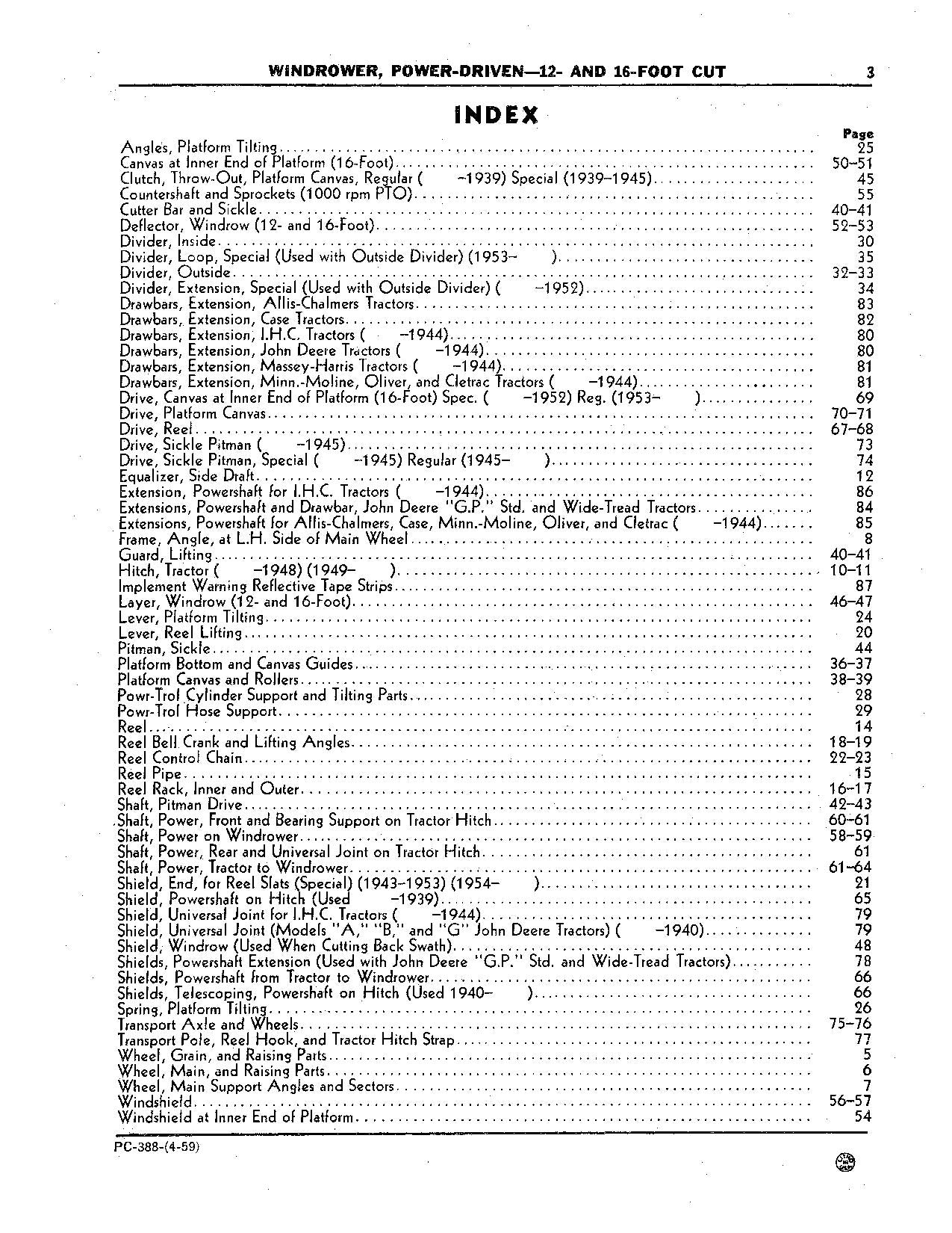 MANUEL DU CATALOGUE DES PIÈCES DE L'ANDAILLEUSE JOHN DEERE 16 12 PIEDS