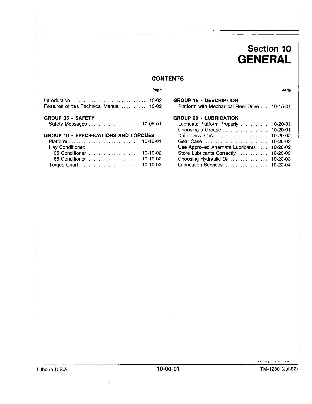 JOHN DEERE 135 WINDROWER SERVICEHANDBUCH #1