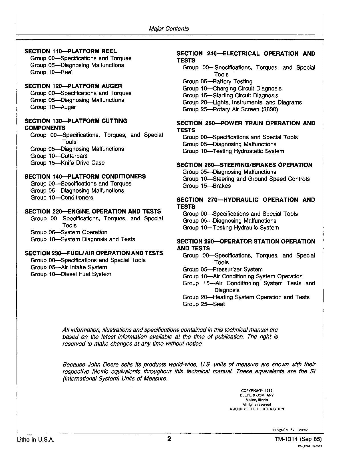 JOHN DEERE 3430 3830 WINDROWER SERVICEHANDBUCH