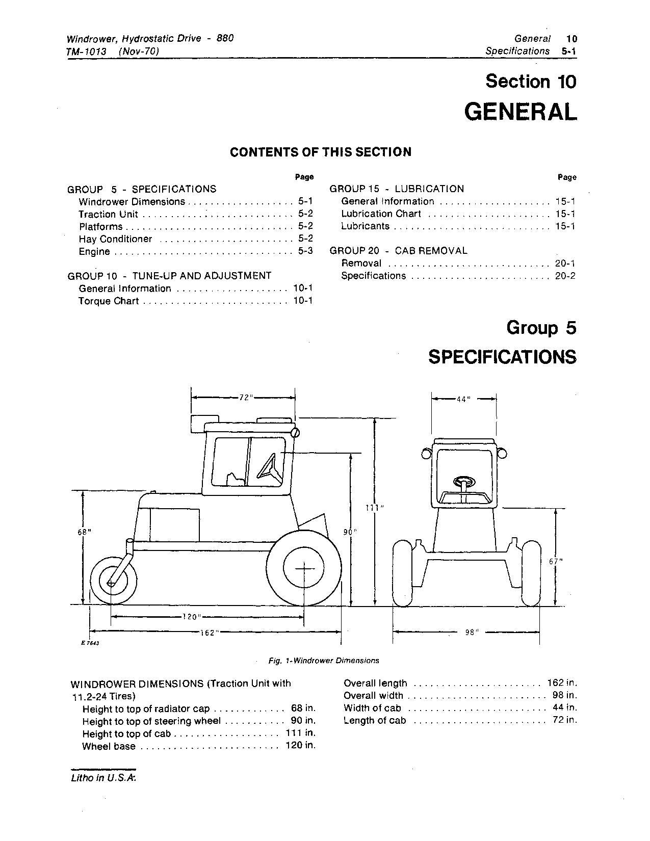 JOHN DEERE 880 WINDROWER SERVICEHANDBUCH