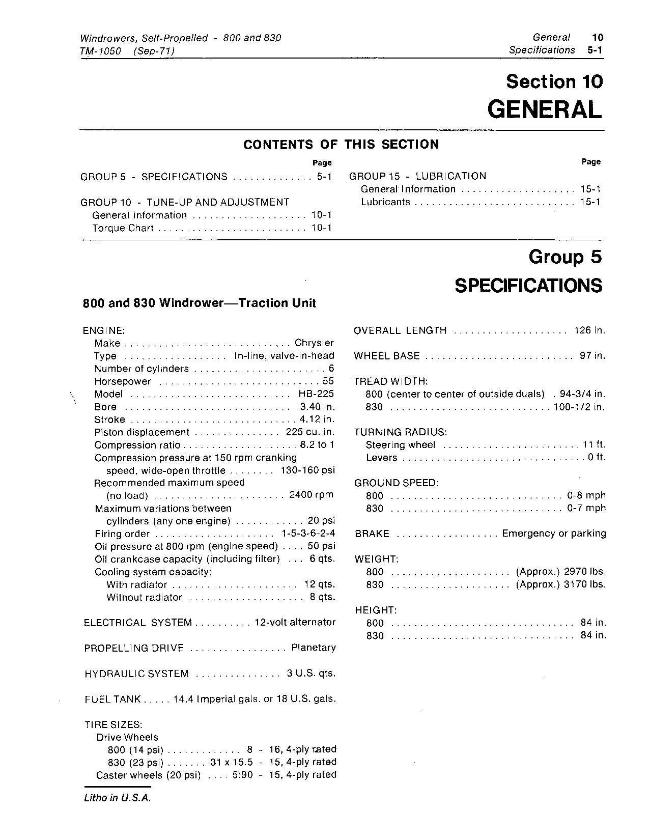 JOHN DEERE 800 830 WINDROWER SERVICE MANUAL