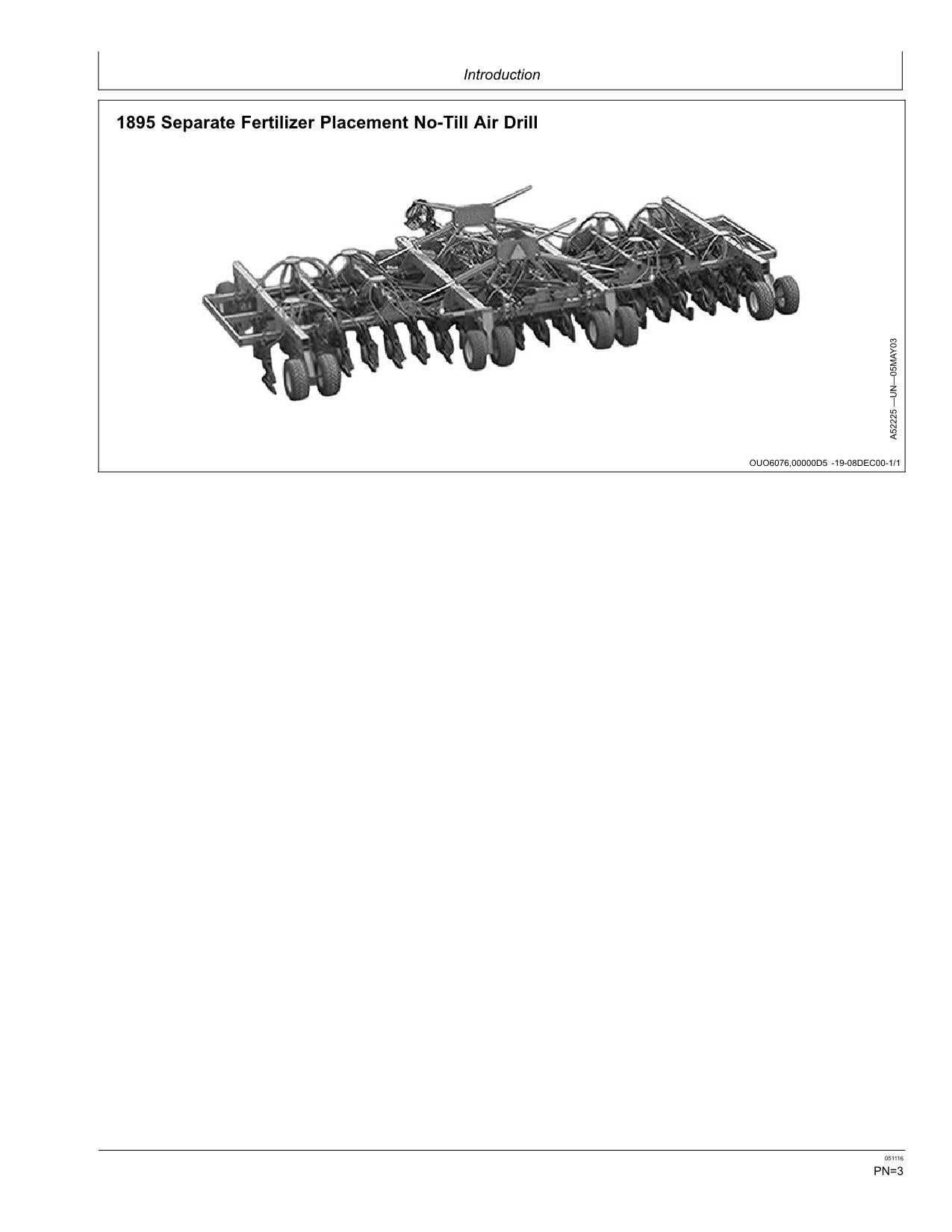 JOHN DEERE 1890  1895 AIR DRILL OPERATORS MANUAL