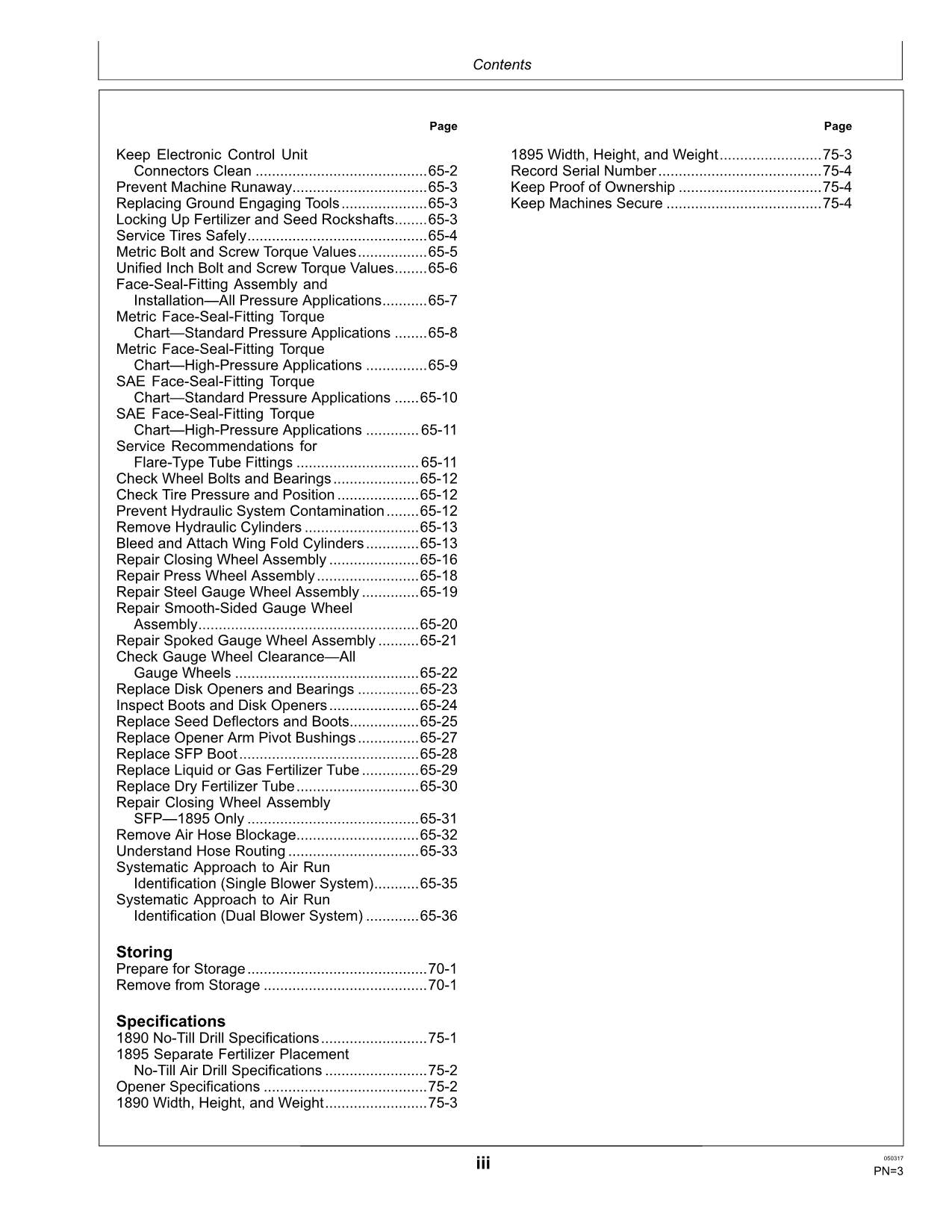 JOHN DEERE 1890 1895 SFP Druckluftbohrmaschine – Bedienungsanleitung