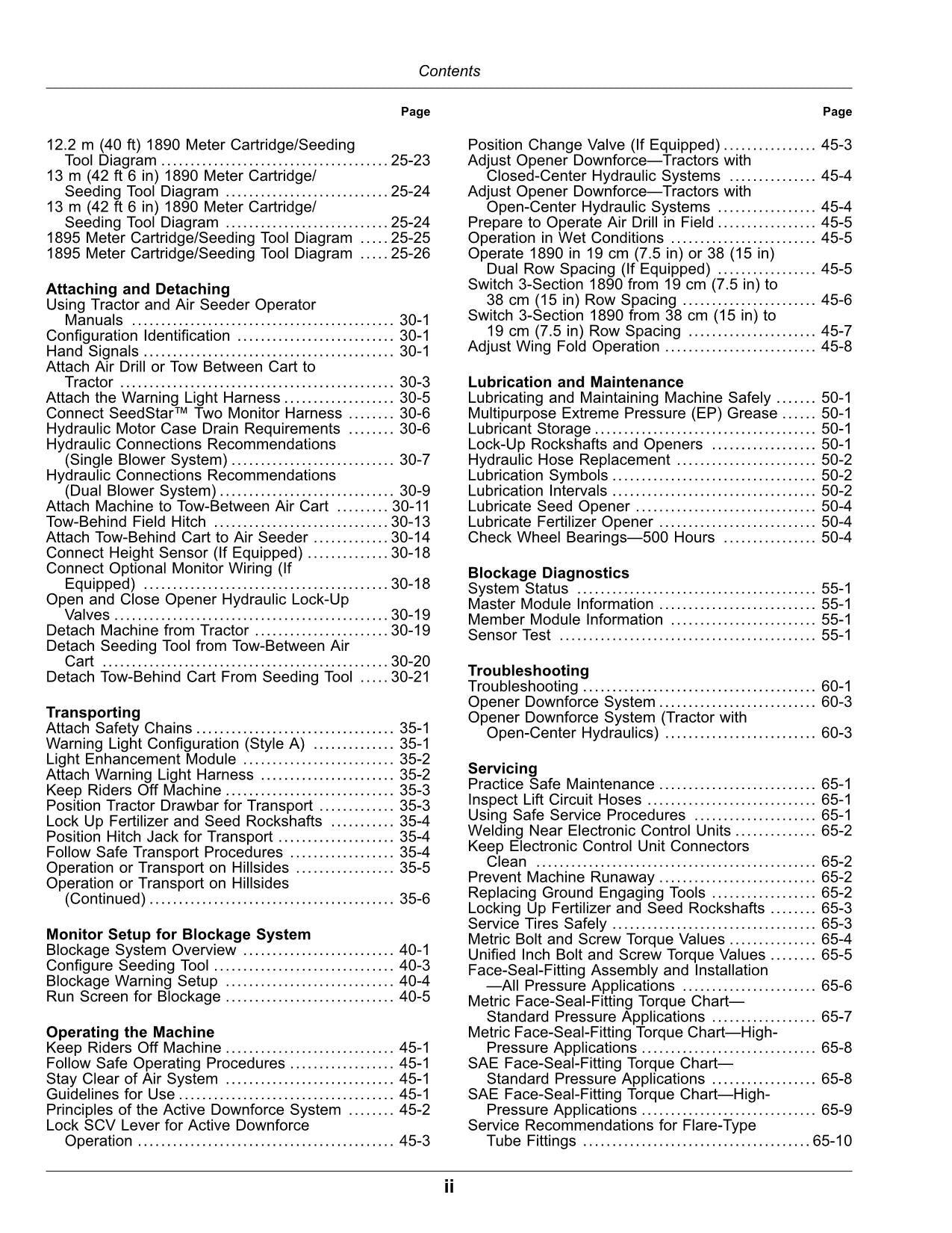 JOHN DEERE 1895  1890 AIR DRILL OPERATORS MANUAL