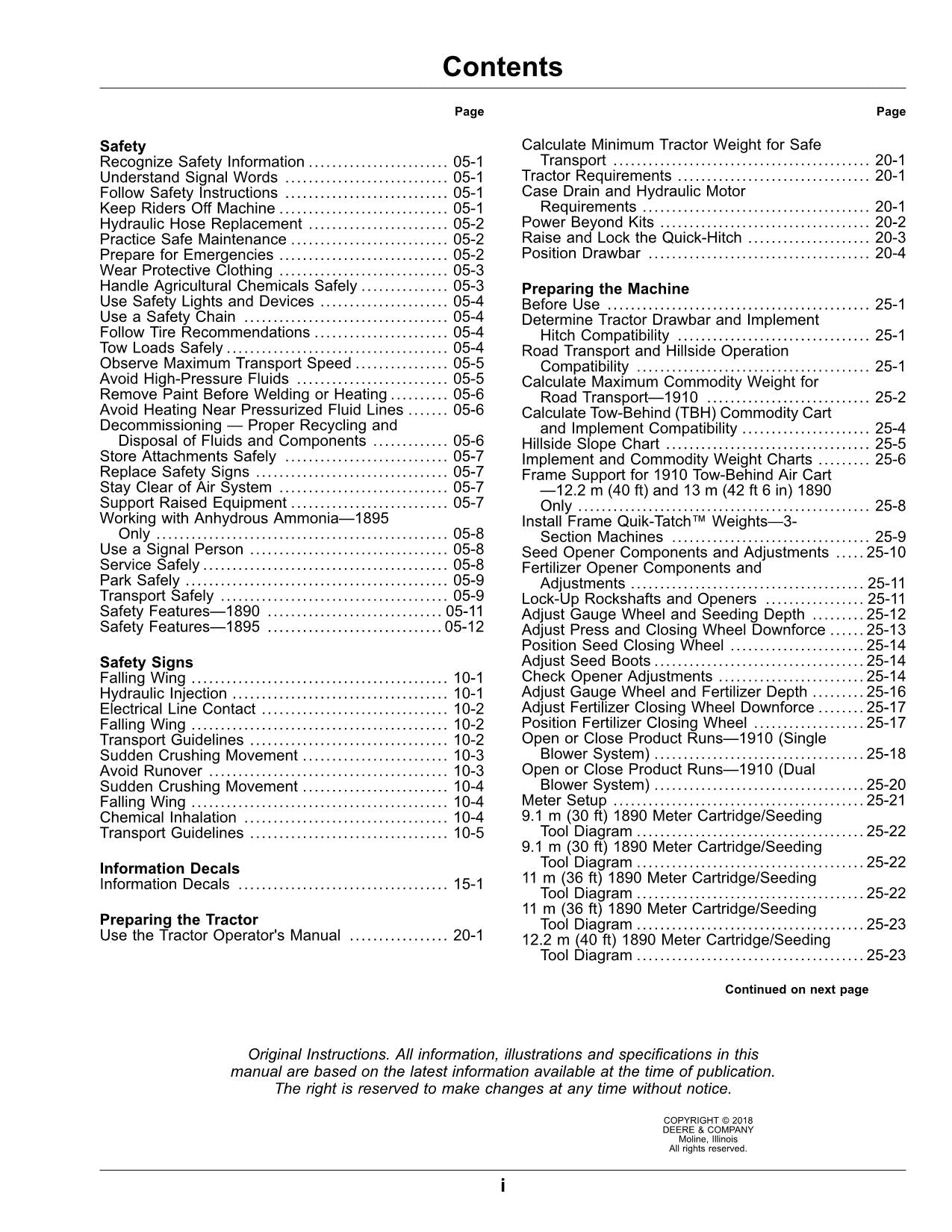 JOHN DEERE 1895  1890 AIR DRILL OPERATORS MANUAL