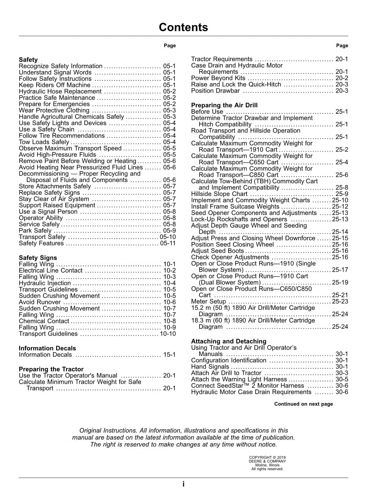 MANUEL D'UTILISATION DE LA PERCEUSE PNEUMATIQUE JOHN DEERE 1890 OMA120874