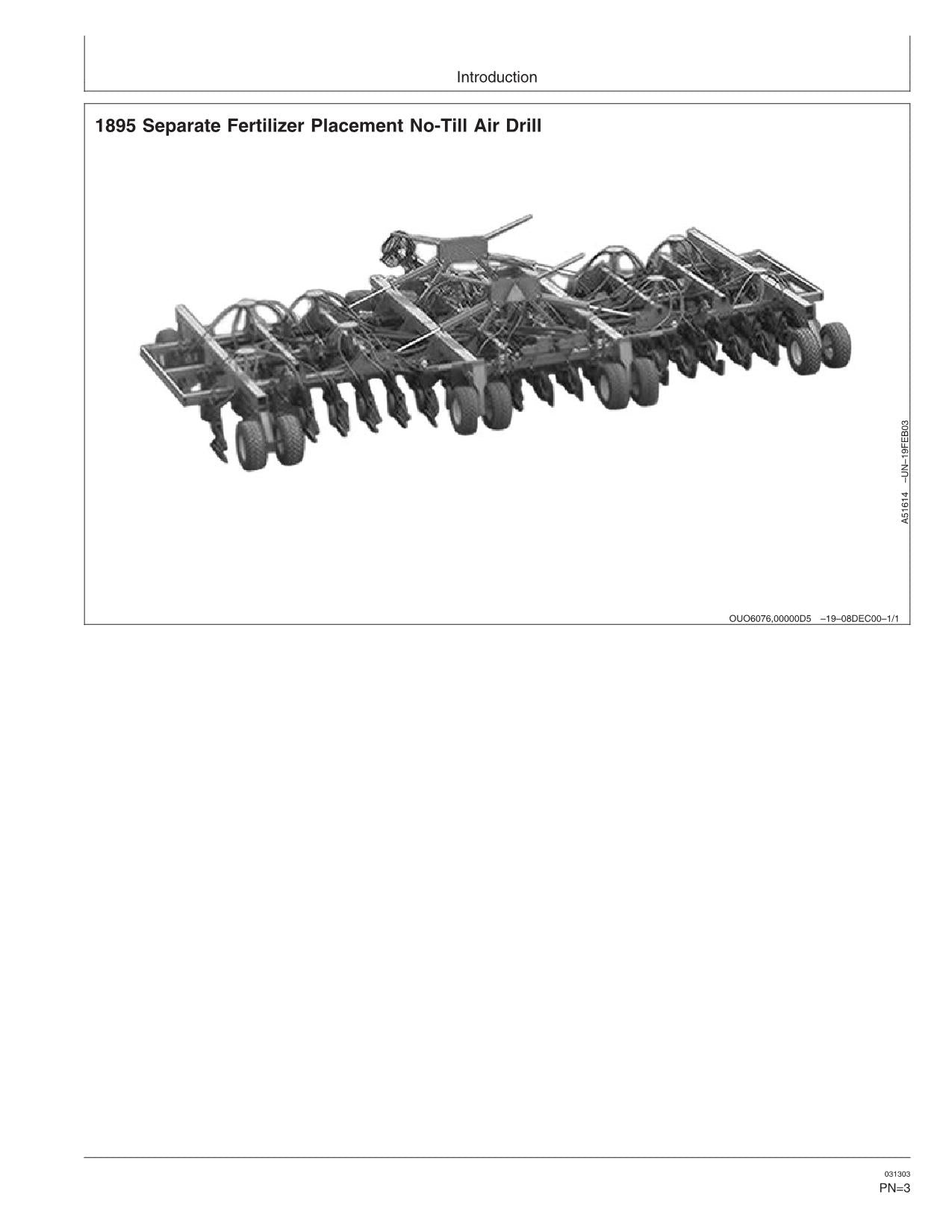 JOHN DEERE 1895 AIR DRILL OPERATORS MANUAL #1