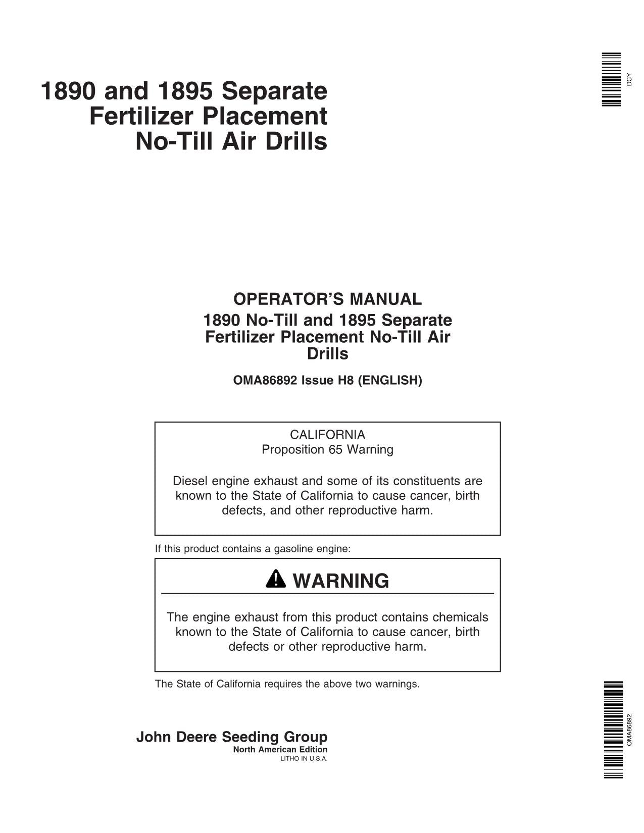 MANUEL D'UTILISATION DE LA PERCEUSE PNEUMATIQUE JOHN DEERE 1890 1895 #2