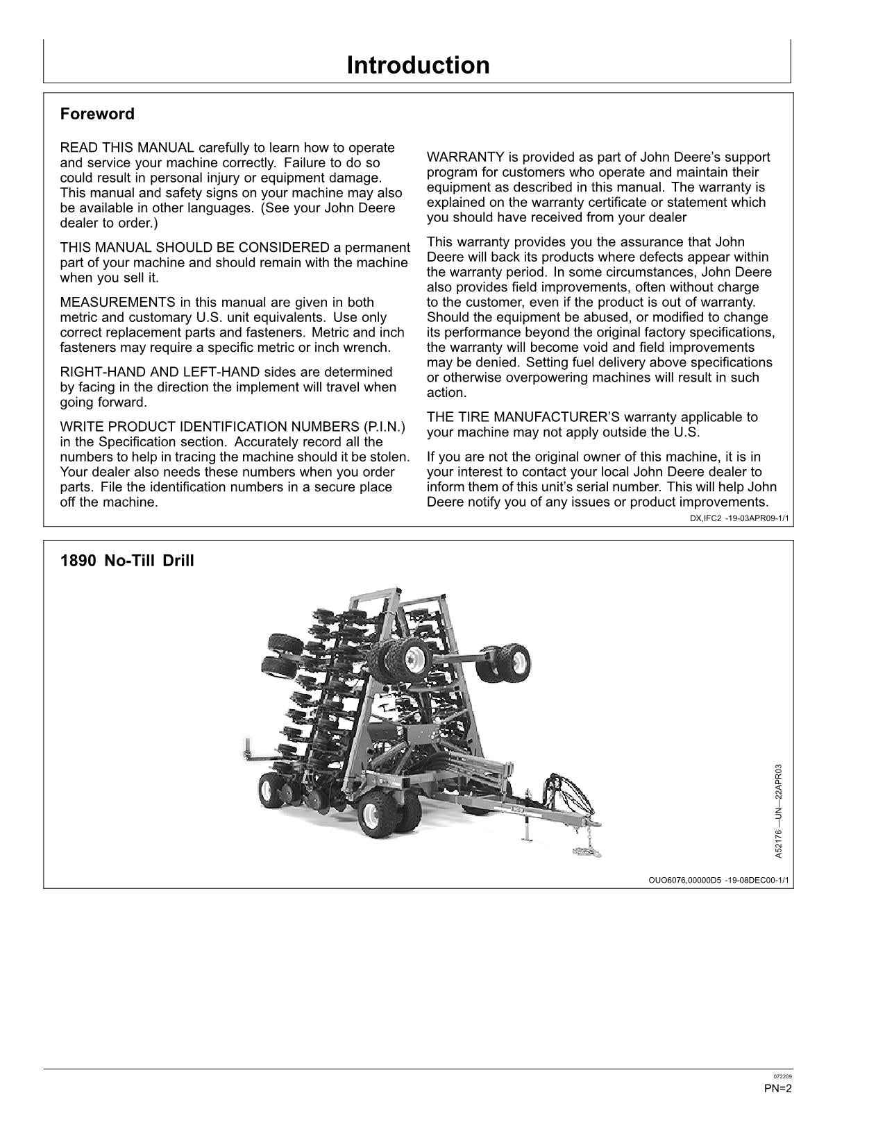 MANUEL D'UTILISATION DE LA PERCEUSE PNEUMATIQUE JOHN DEERE 1890 1895 #3