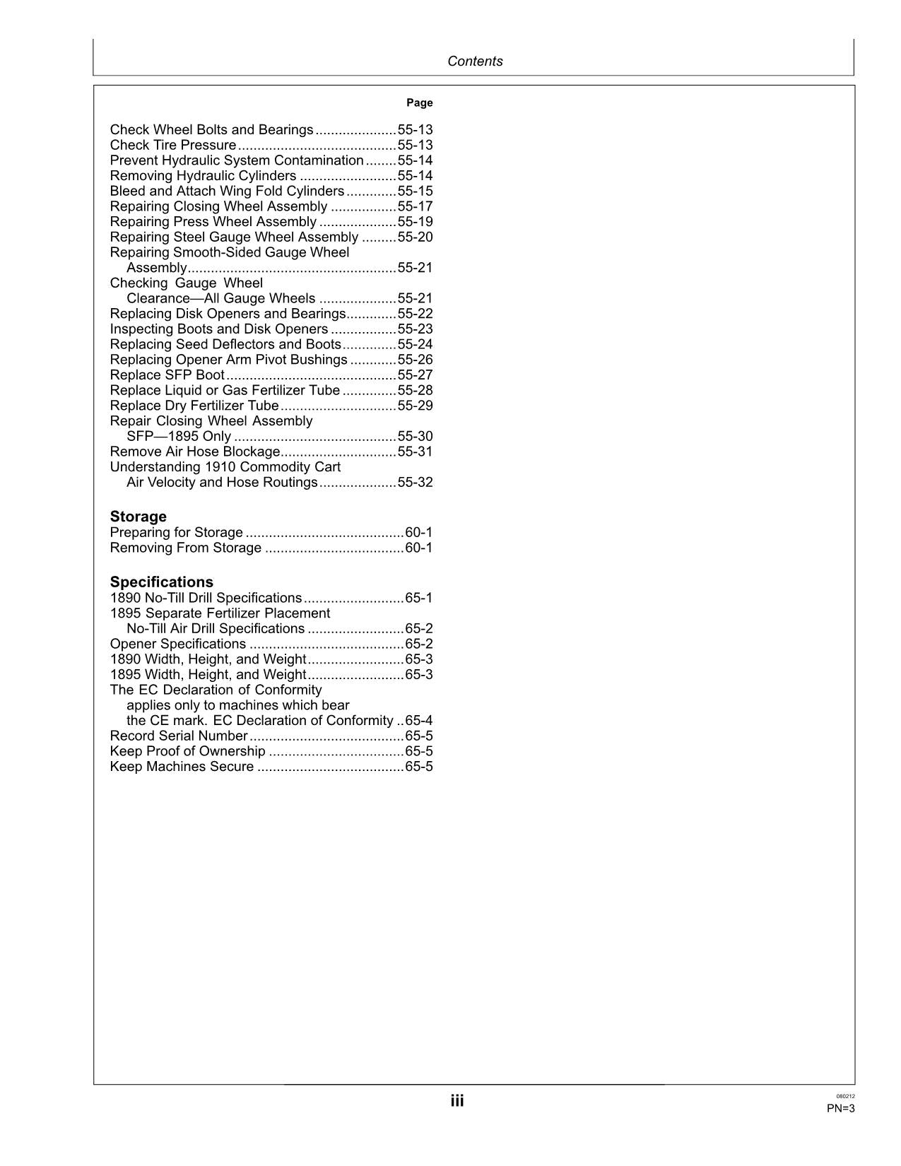 JOHN DEERE 1890 1895 AIR DRILL OPERATORS MANUAL #6