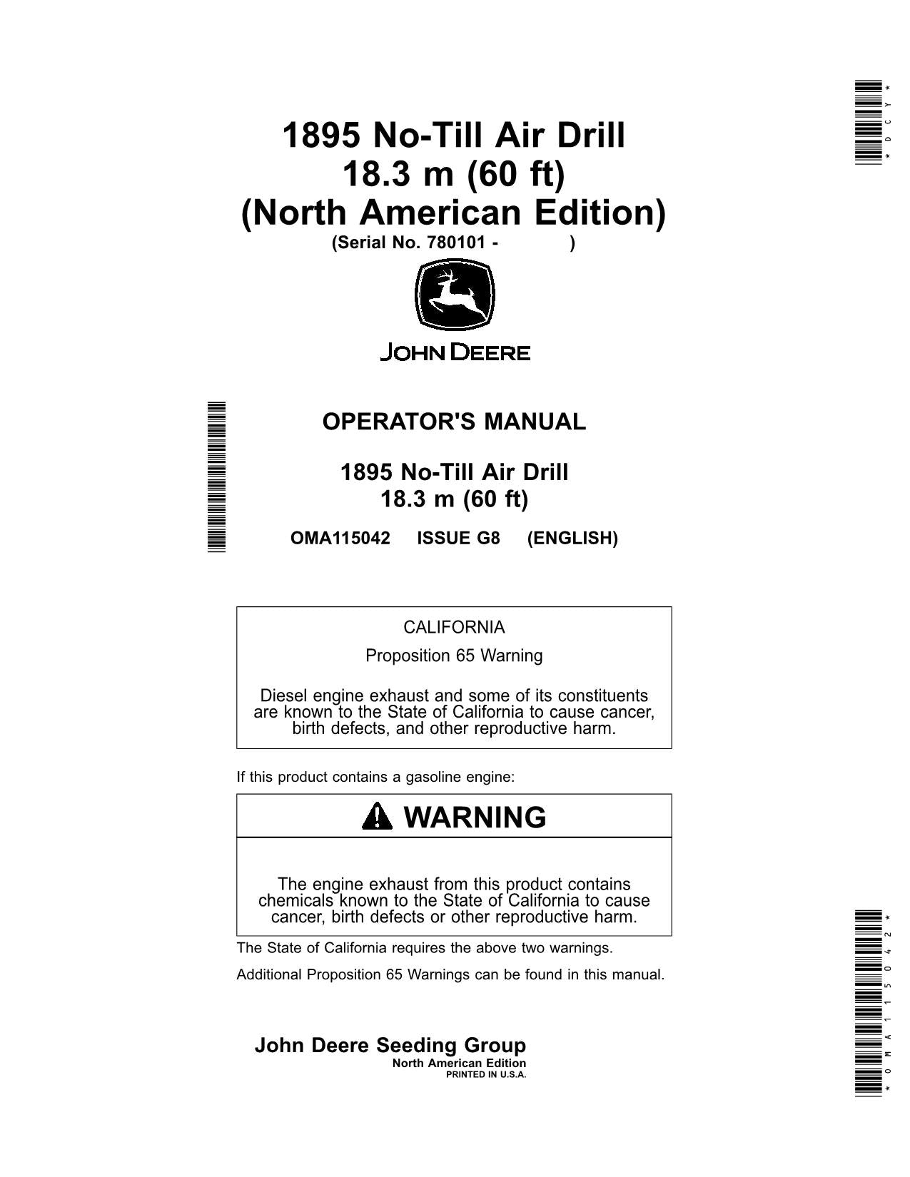 JOHN DEERE 1895 AIR DRILL OPERATORS MANUAL #4