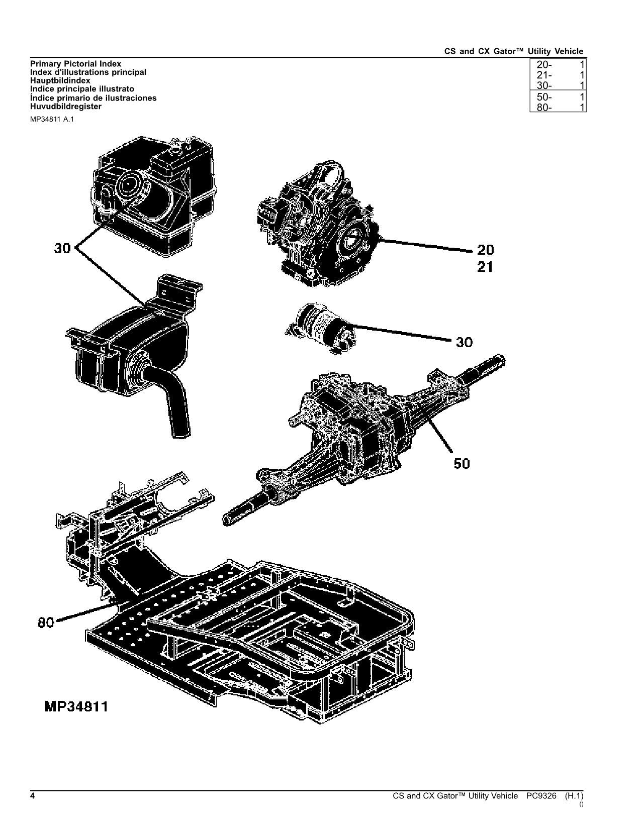 JOHN DEERE CS CX GATOR UTILITY VEHICLE PARTS CATALOG MANUAL