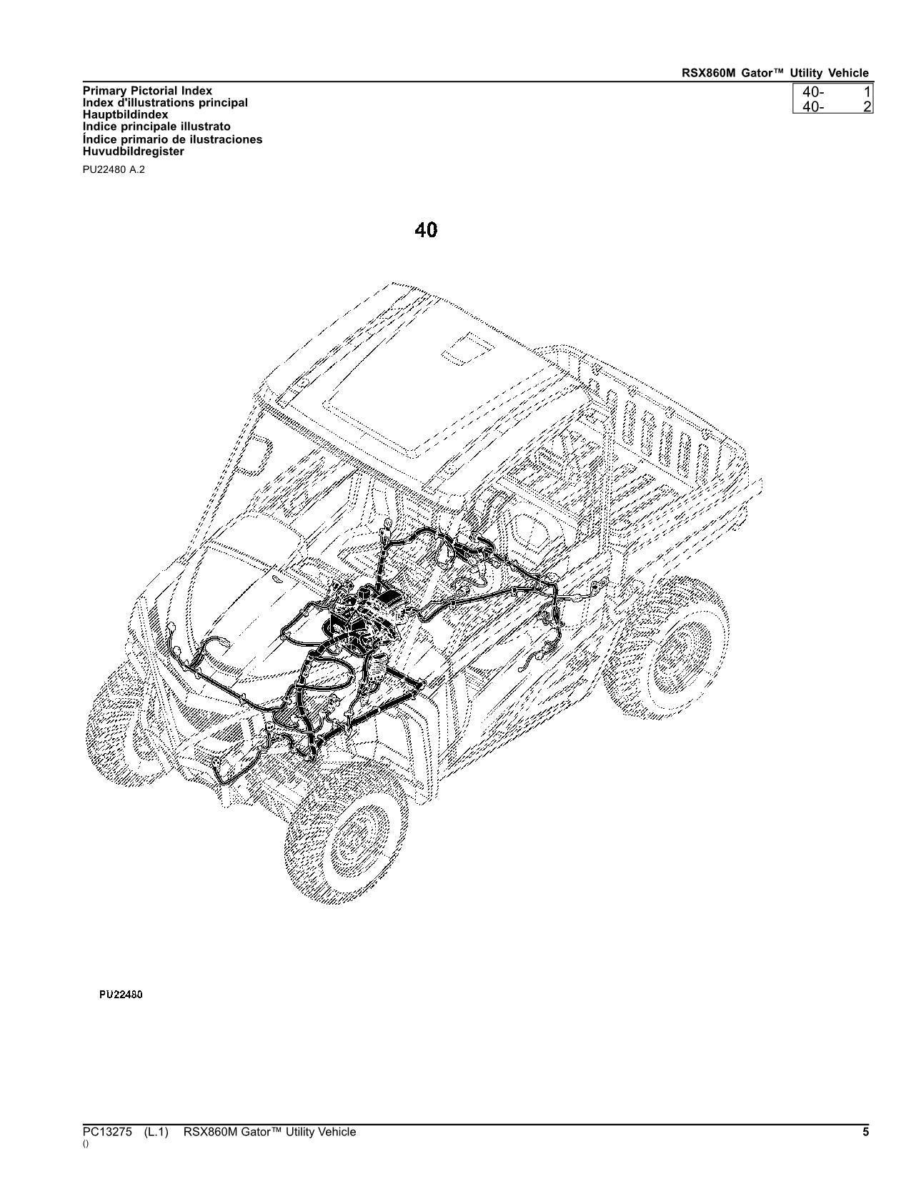 JOHN DEERE RSX860M GATOR UTILITY VEHICLE PARTS CATALOG MANUAL