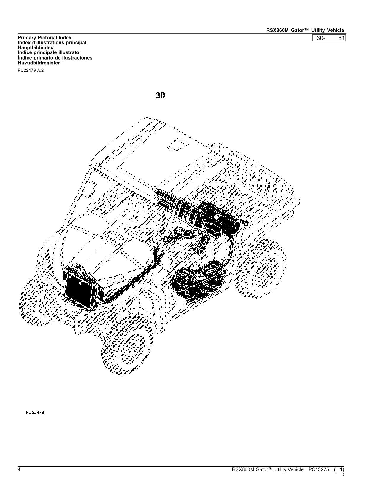 JOHN DEERE RSX860M GATOR UTILITY VEHICLE PARTS CATALOG MANUAL