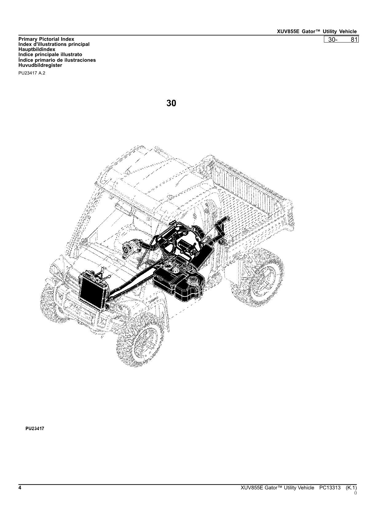 JOHN DEERE XUV855E GATOR NUTZFAHRZEUG-ERSATZTEILKATALOGHANDBUCH