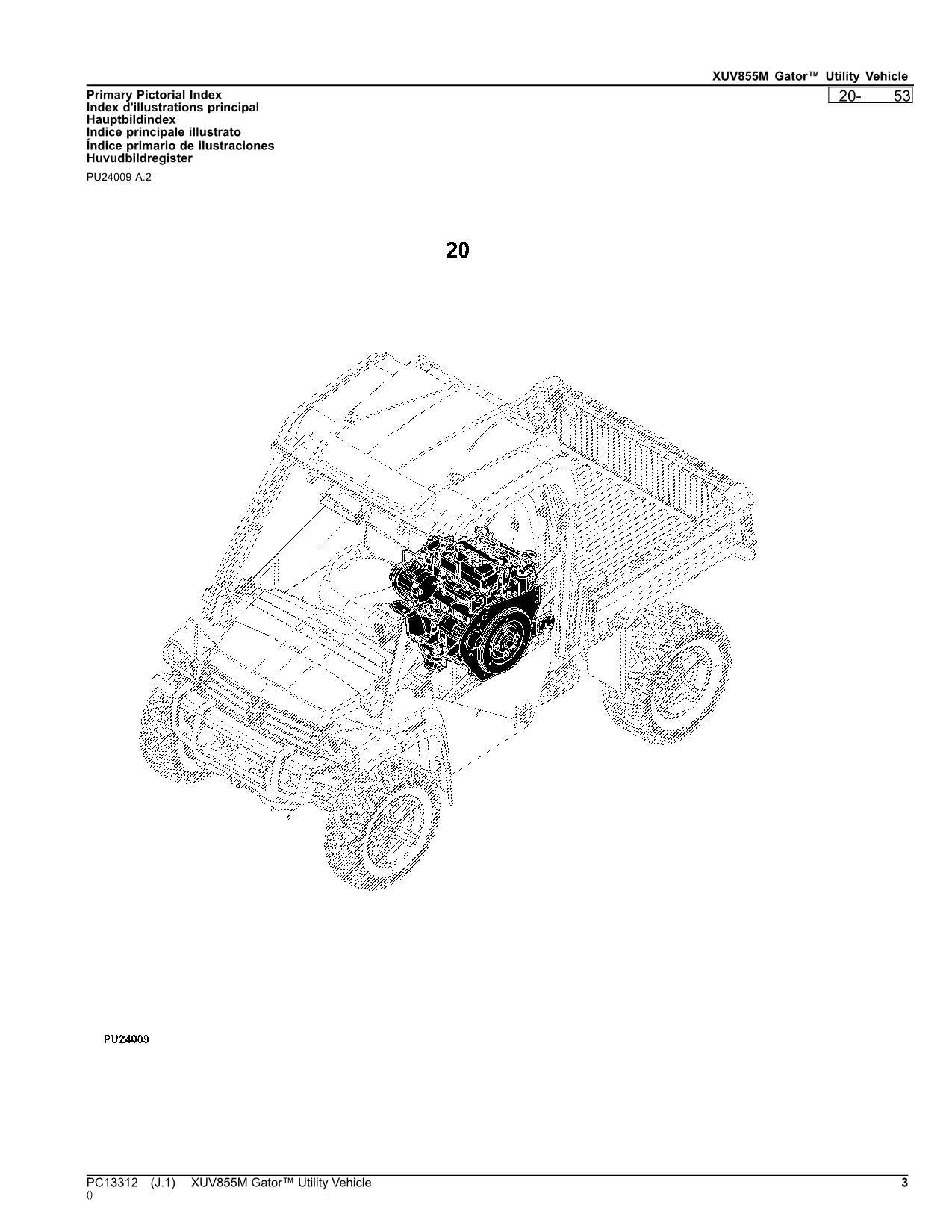 JOHN DEERE XUV855M GATOR UTILITY VEHICLE PARTS CATALOG MANUAL