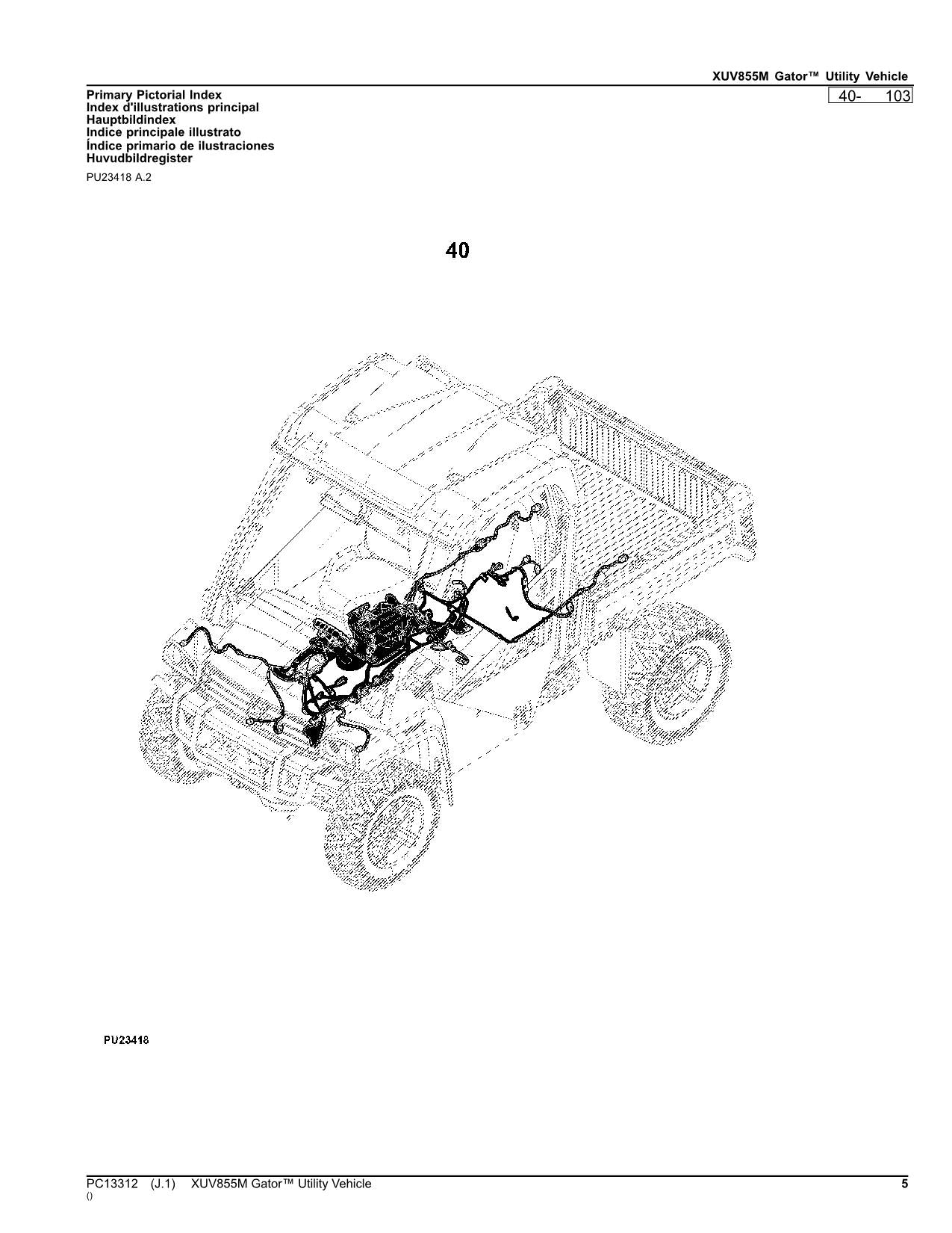 JOHN DEERE XUV855M GATOR UTILITY VEHICLE PARTS CATALOG MANUAL