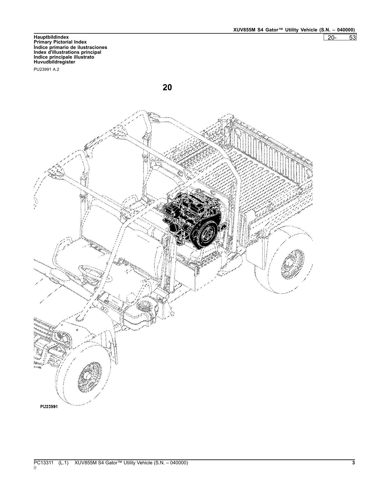 MANUEL DU CATALOGUE DES PIÈCES DÉTACHÉES DU VÉHICULE UTILITAIRE JOHN DEERE XUV855M S4 GATOR