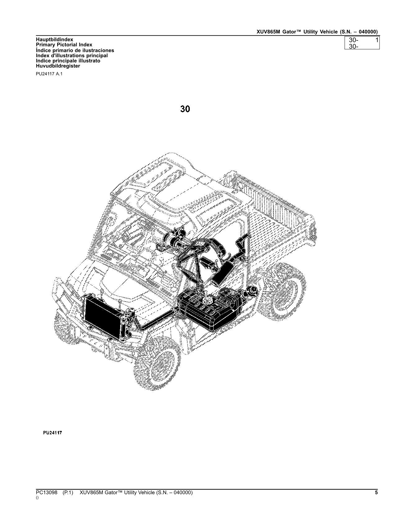 JOHN DEERE XUV865M GATOR UTILITY VEHICLE PARTS CATALOG MANUAL