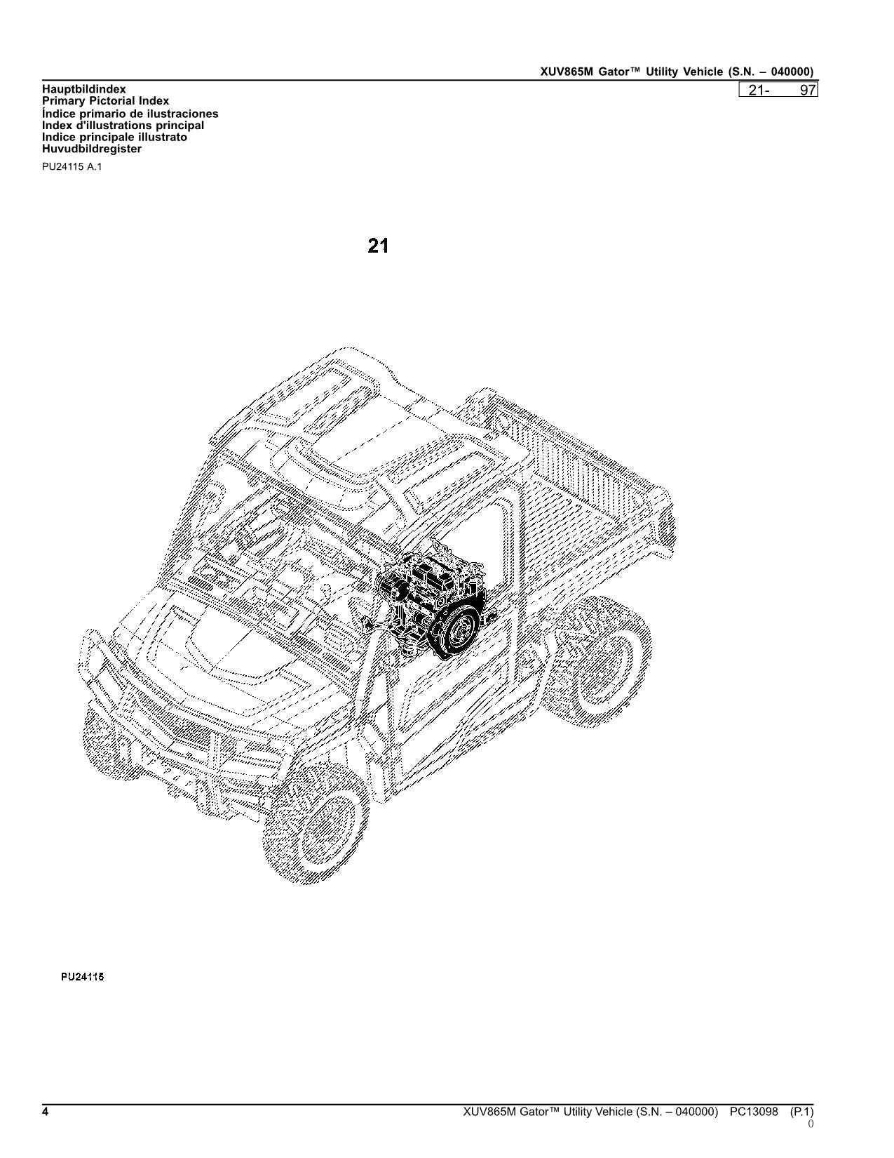 JOHN DEERE XUV865M GATOR UTILITY VEHICLE PARTS CATALOG MANUAL