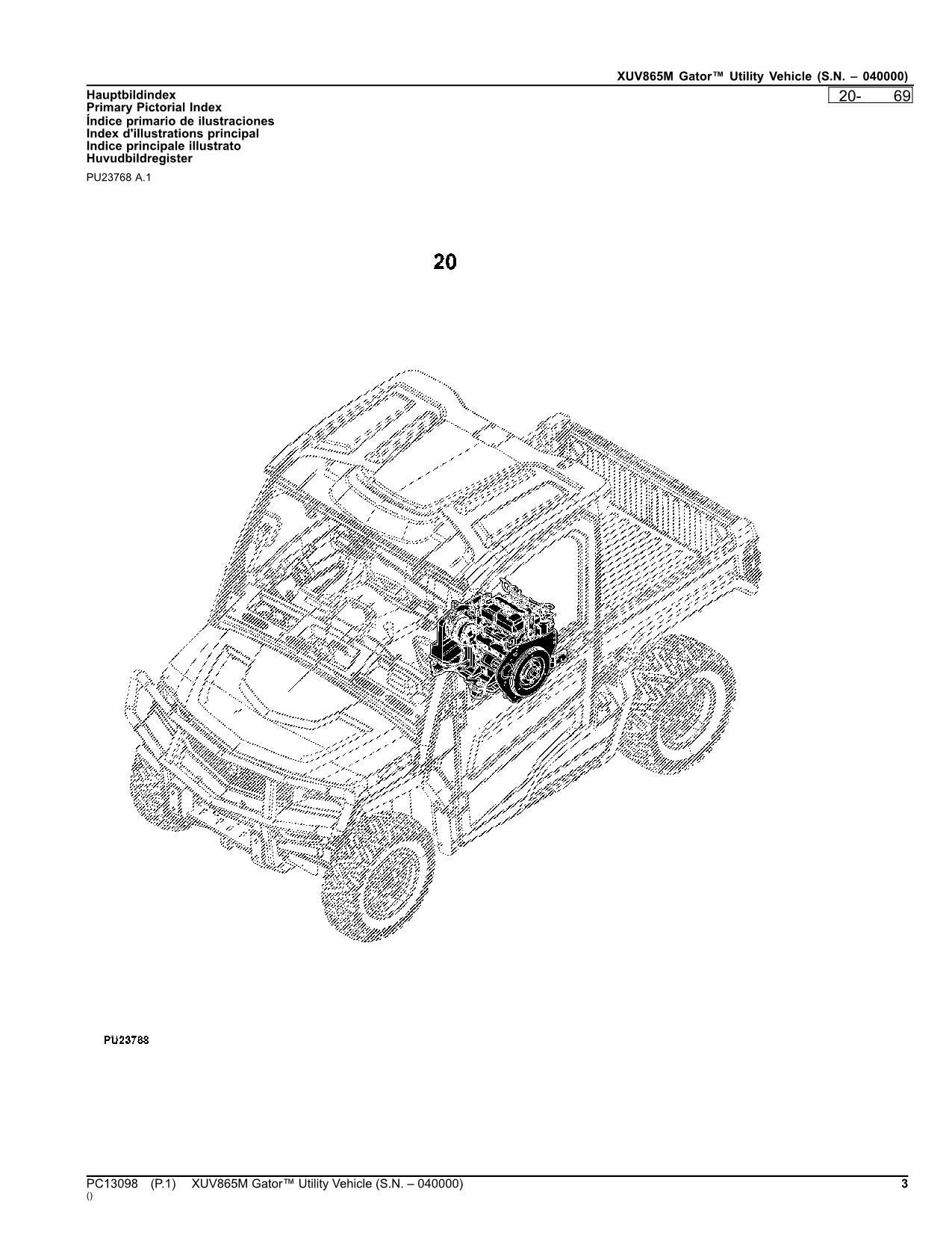 JOHN DEERE XUV865M GATOR UTILITY VEHICLE PARTS CATALOG MANUAL