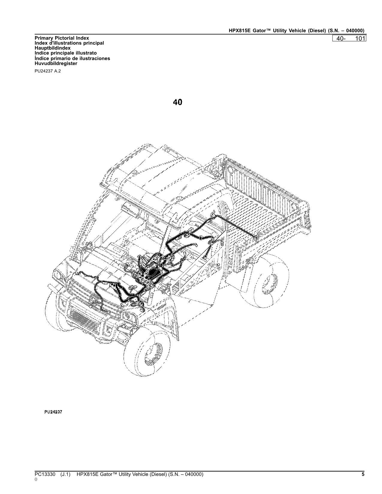 JOHN DEERE HPX815E GATOR UTILITY VEHICLE PARTS CATALOG MANUAL PC13330